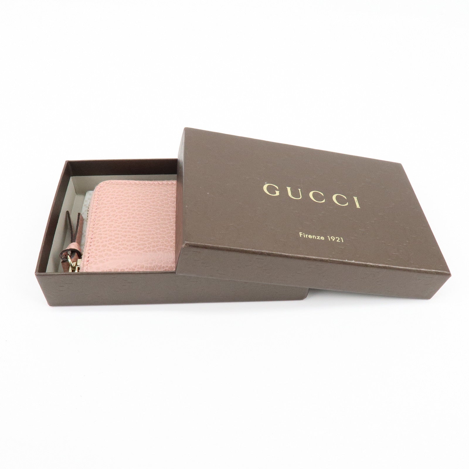 GUCCI Swing Leather Coin Case Compact Wallet Pink 368877