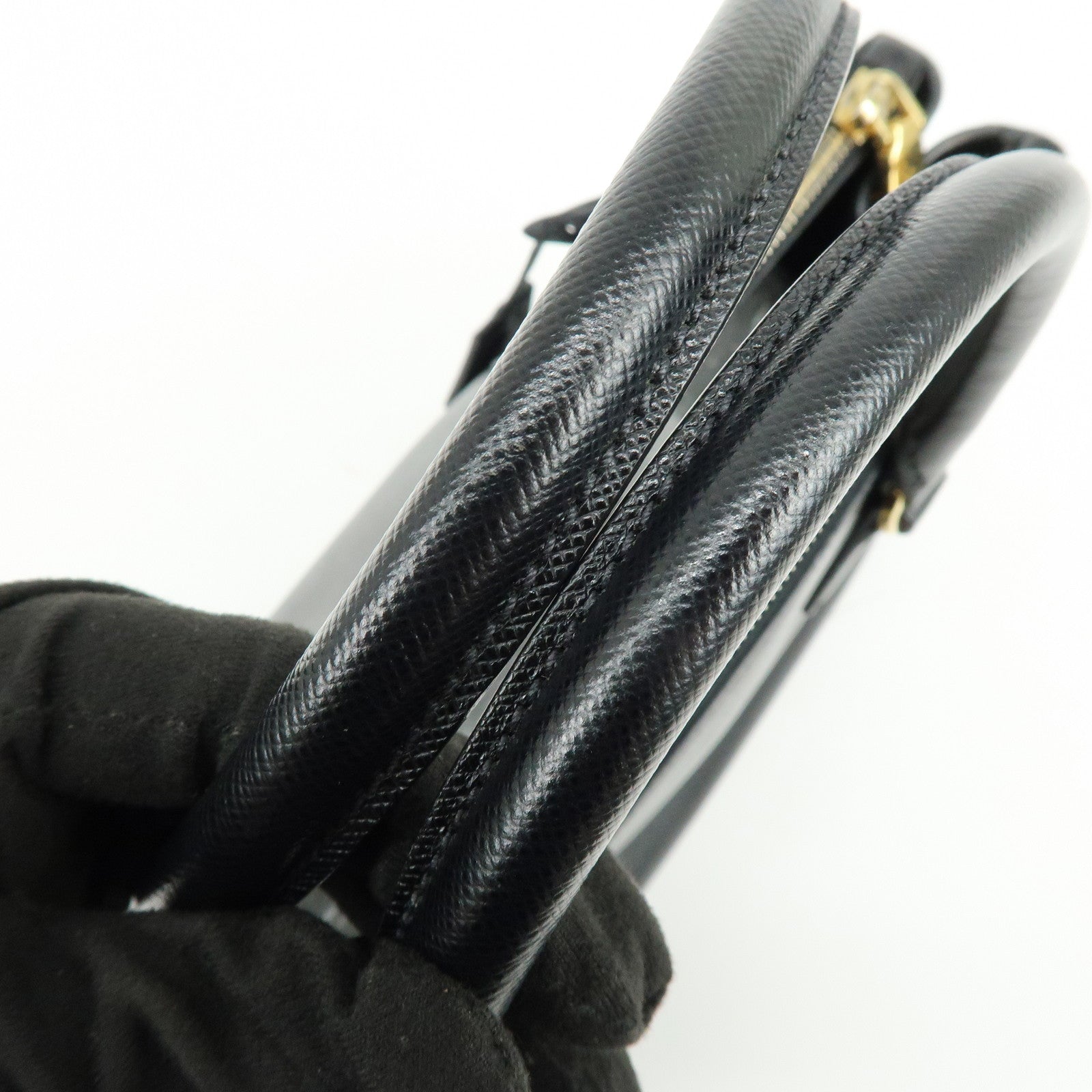 PRADA Traingle Logo Galleria Saffiano Leather 2Way Hand Bag 1BA863