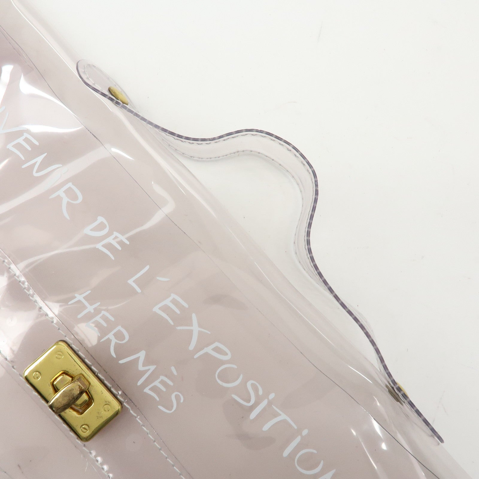 HERMES Vinyl Kelly Hand Bag Clear White