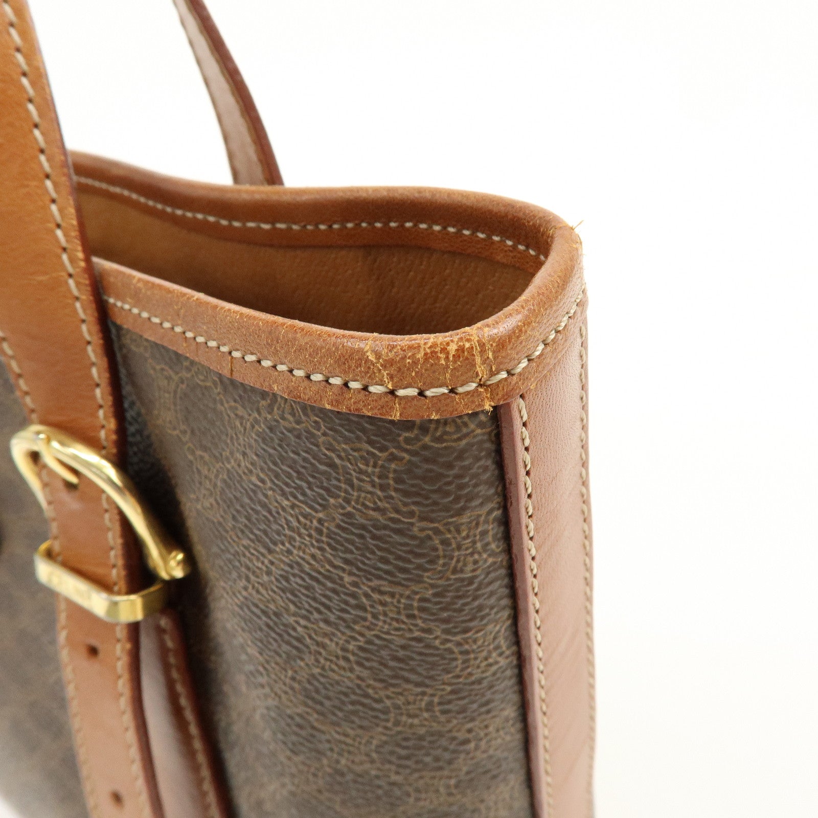 CELINE Macadam PVC Leather Tote Bag Shoulder Bag Brown