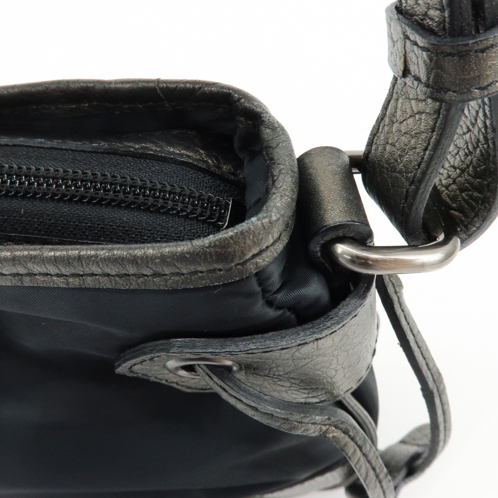 BURBERRY Logo Nylon Leather Shoulder Bag Hand Bag Black Bronze