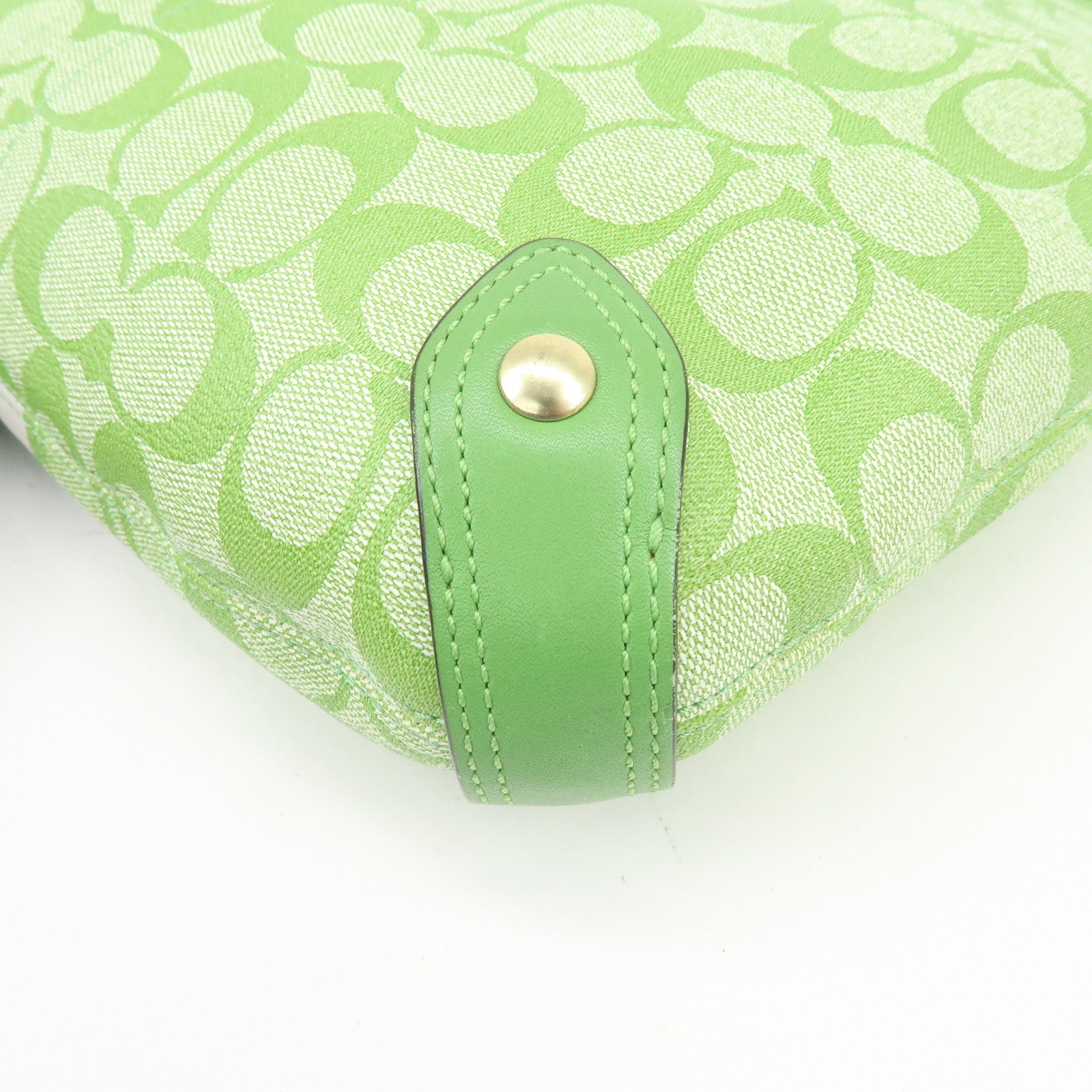 COACH Signature PVC Leather 2Way Bag Shoulder Bag Hand Bag Green