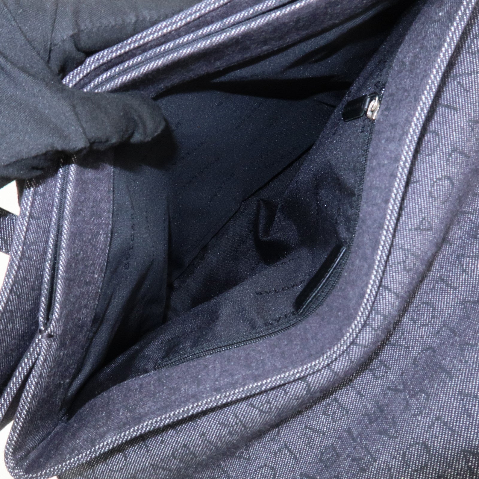 BVLGARI Logo Mania Canvas Leather Tote Bag Hand Bag Black