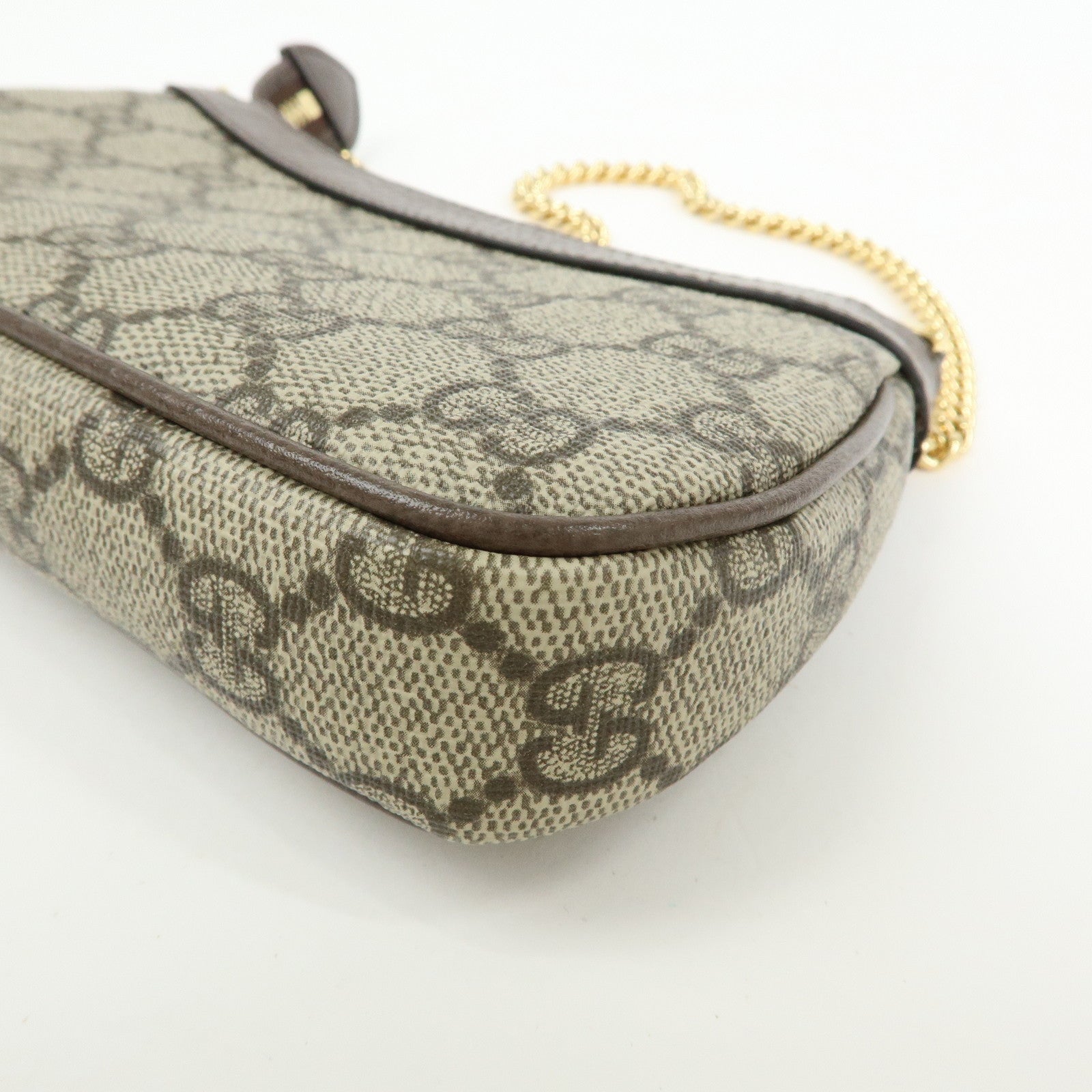 GUCCI Ophidia GG Supreme Leather Chain Pouch Hand Bag Brown 764960