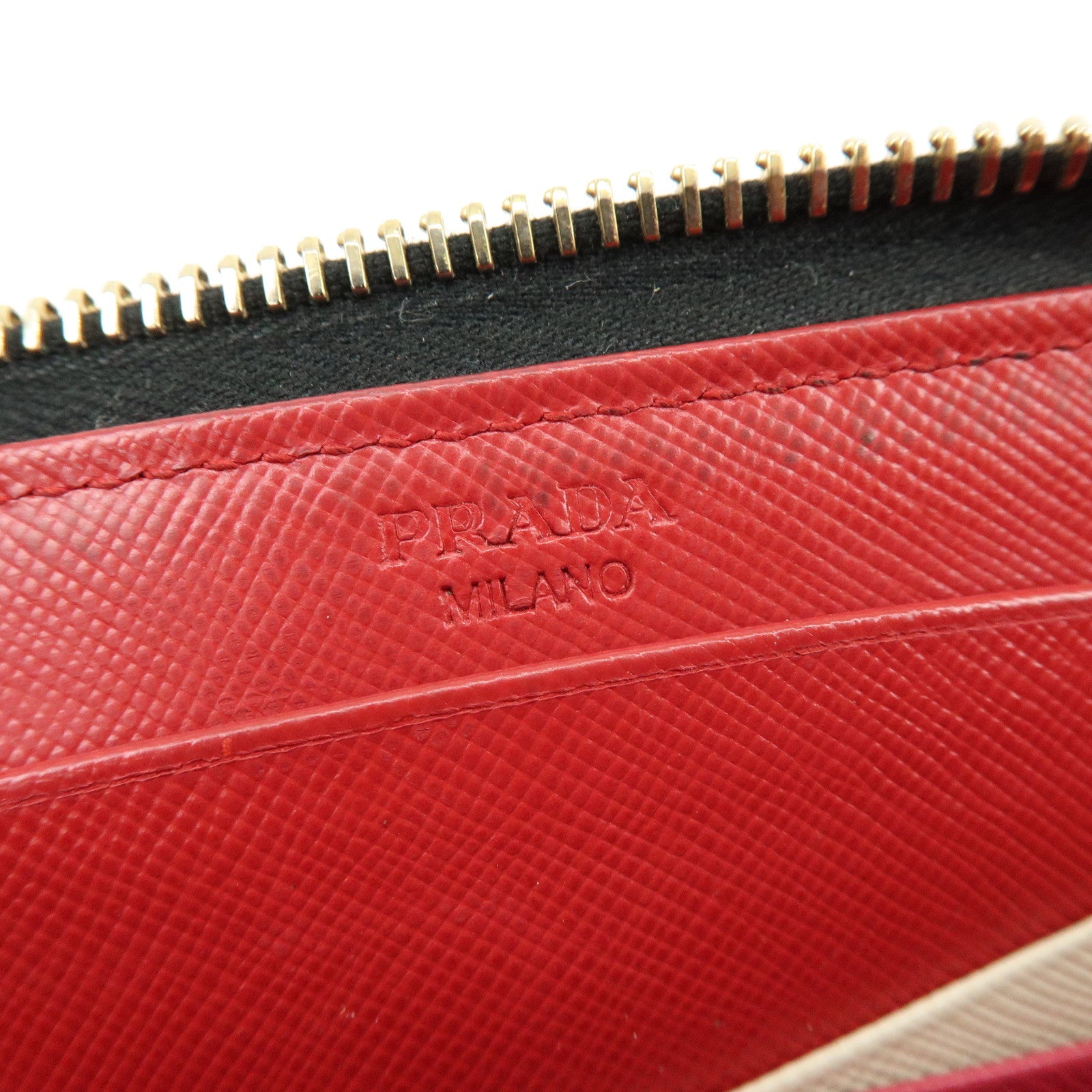 PRADA Saffiano Leather Round Zippy Long Wallet Black 1M0506