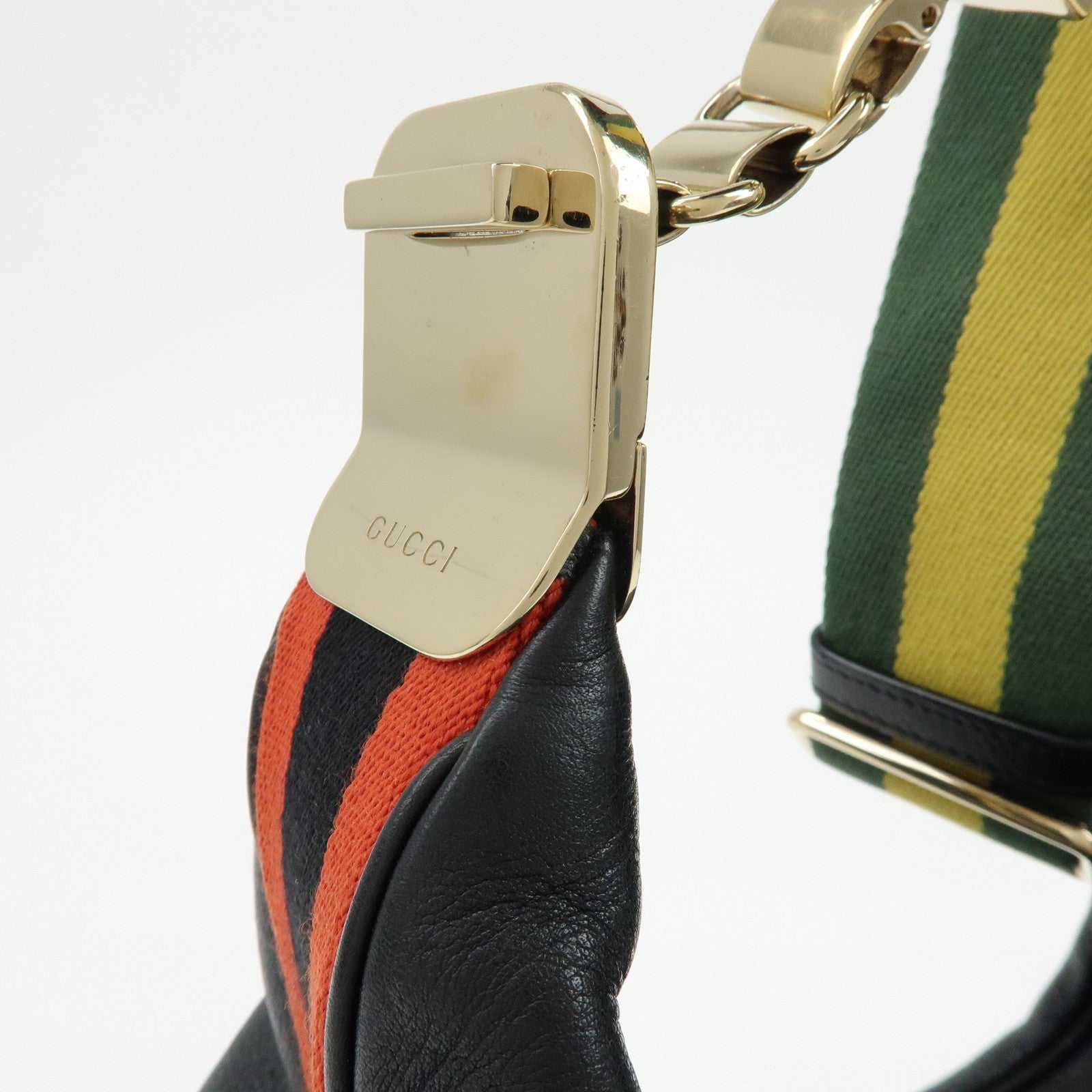 GUCCI Attache Leather Shoulder Bag Crossbody Bag Black 702823