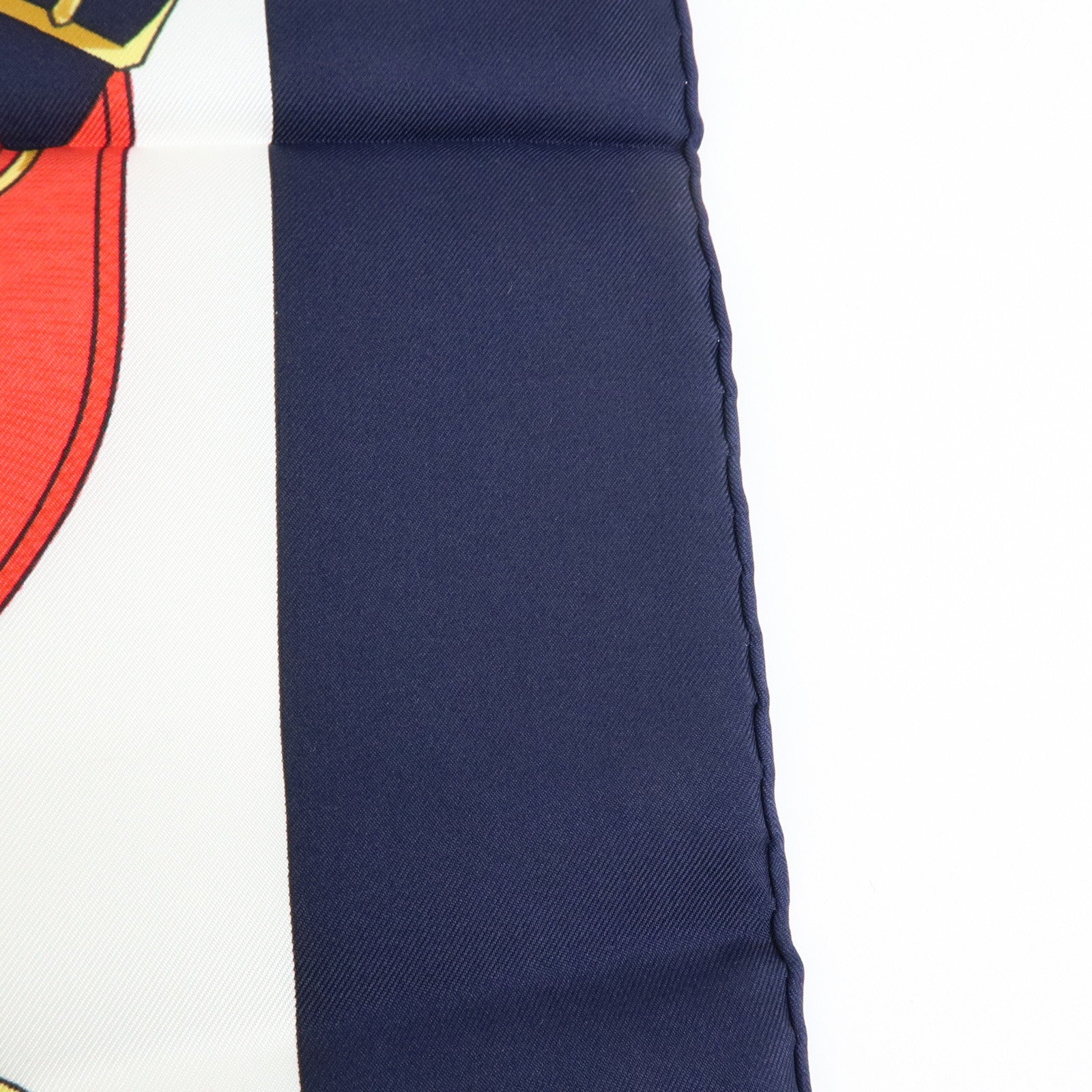 HERMES Carre 90 Silk 100% Scarf Eperon d'or Navy White Yellow Red