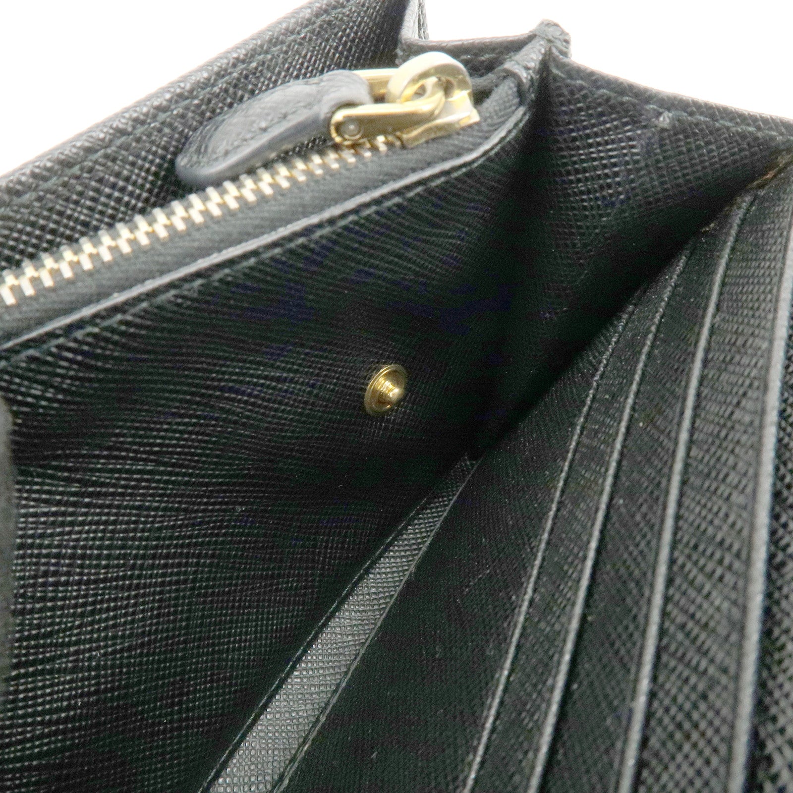 PRADA Saffiano Leather Flap Bi-Fold Long Wallet Black 1MH132