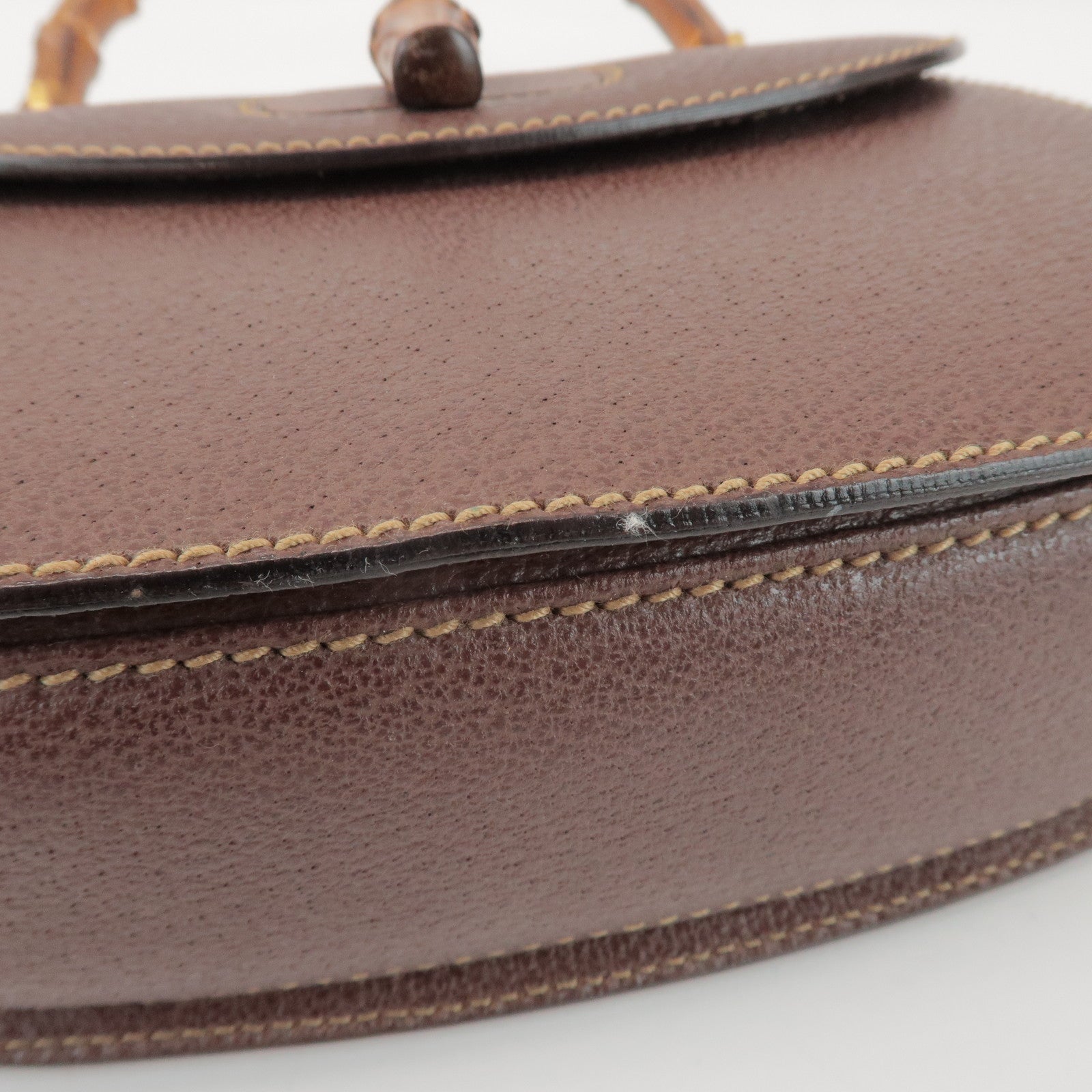 GUCCI Bamboo Leather 2Way Bag Hand Bag Shoulder Bag Brown 000 2040