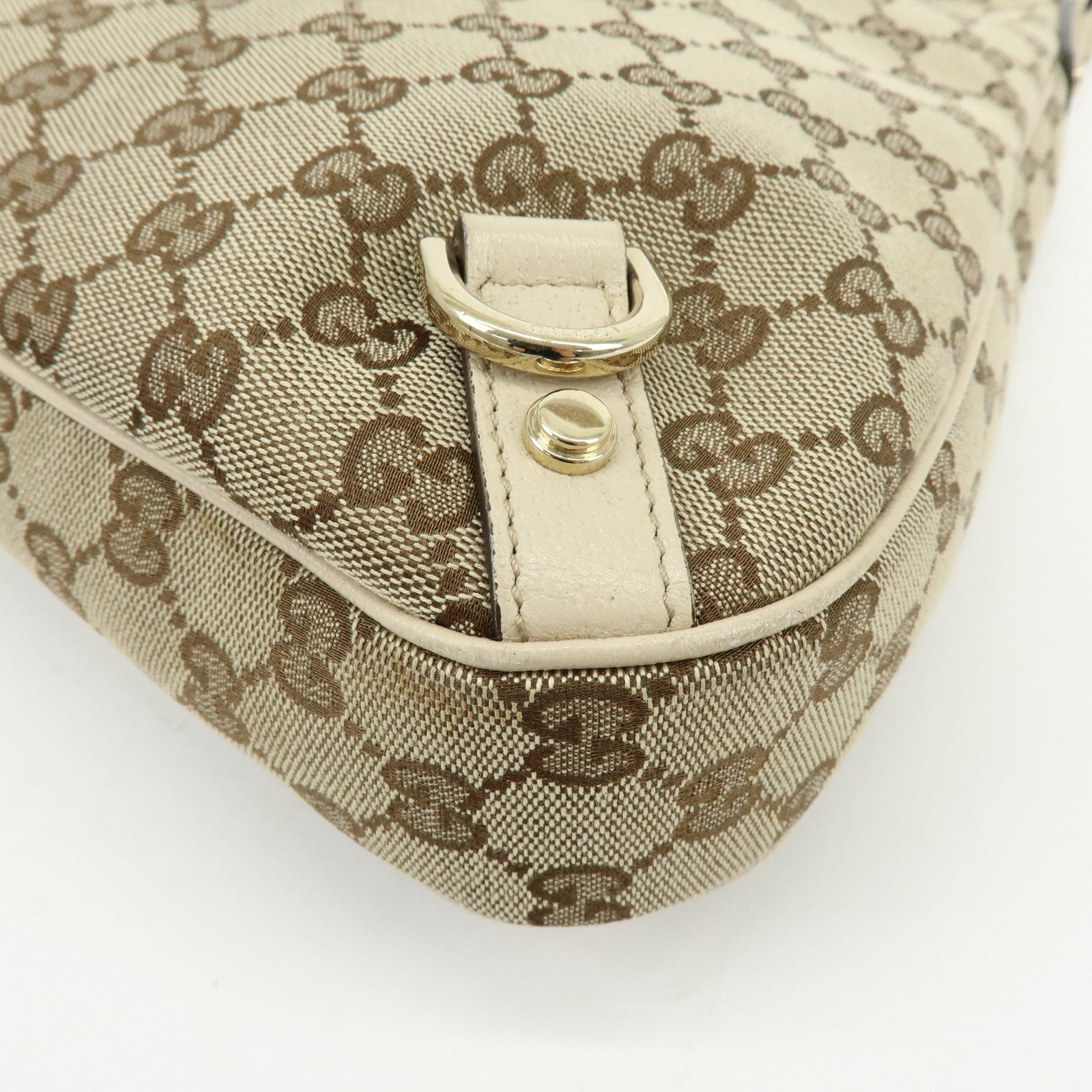 GUCCI Abbey GG Canvas Leather Shoulder Bag Hand Bag Beige 130737