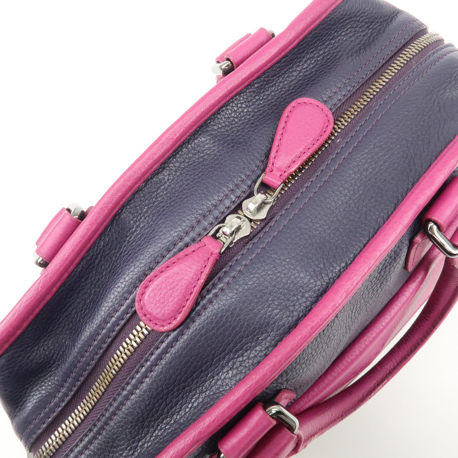 LOEWE Cruz Leather 2Way Hand Bag Navy Purple Used