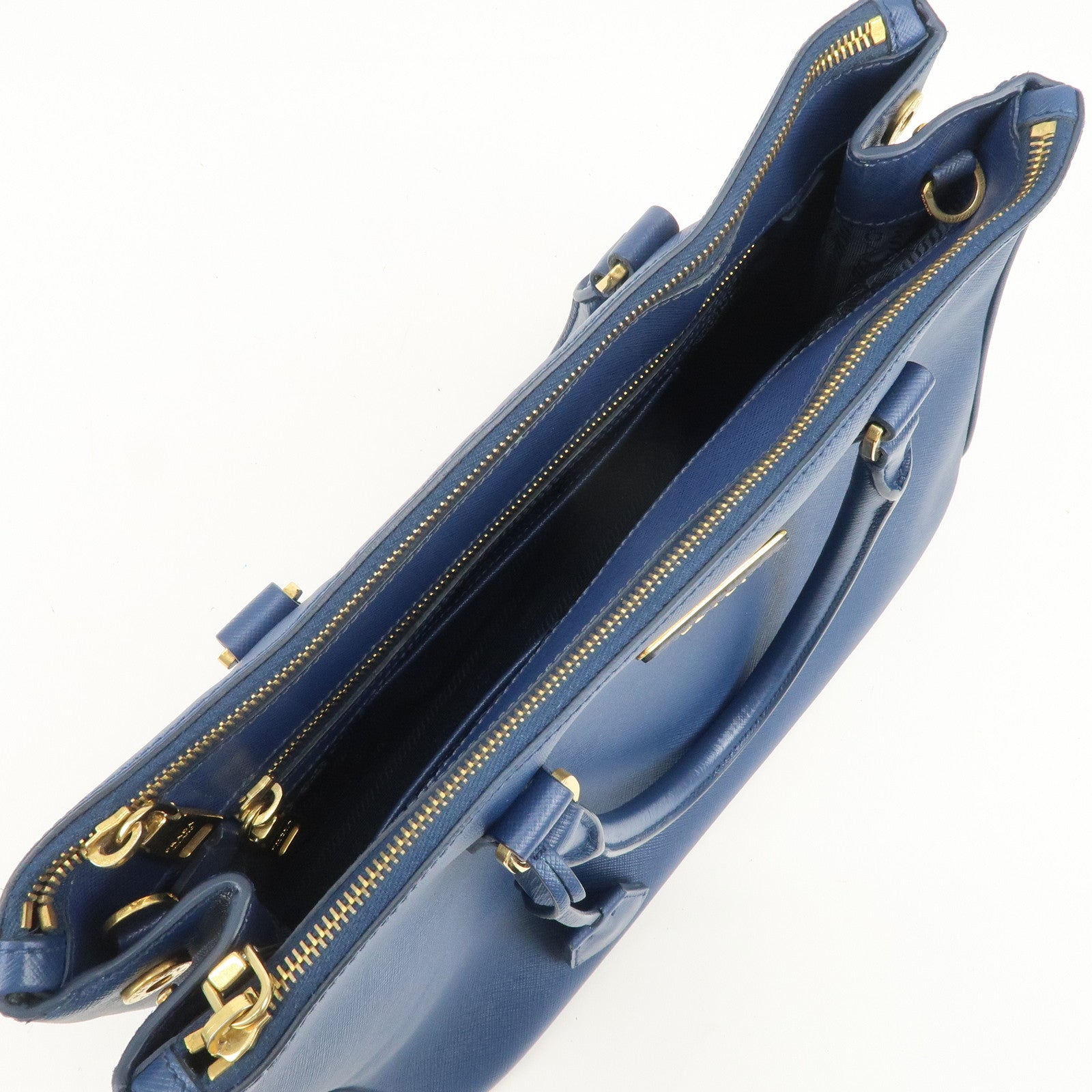 PRADA Triangle Logo Saffiano Leather 2Way Bag Shoulder Bag Blue