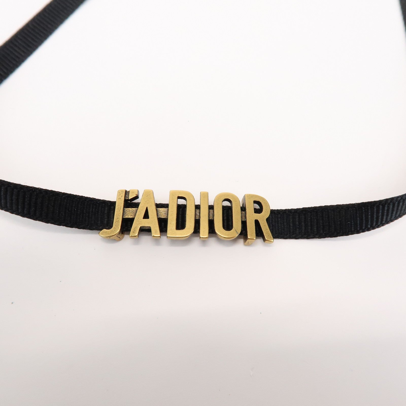 Christian Dior Metal Nylon J’ADIOR Necklace Choker Gold Black