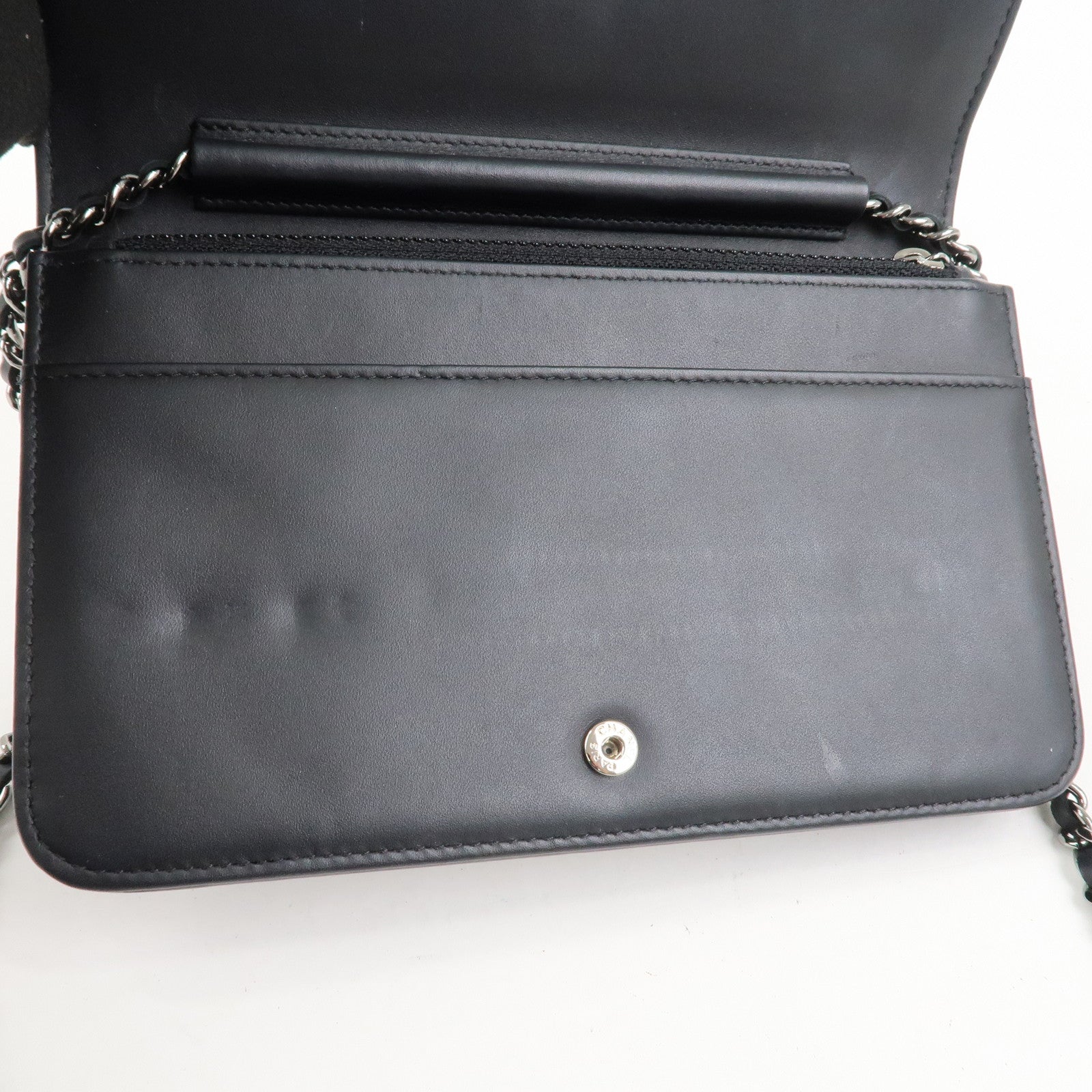 CHANEL COCO Mark Patent Leather Chain Wallet Shoulder Bag Black