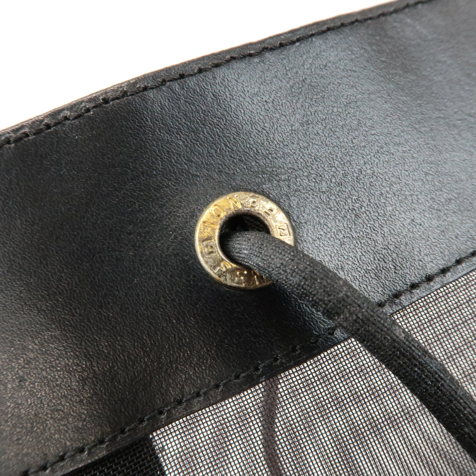 FENDI Mesh Leather Tote Bag Shoulder Bag Black 259646