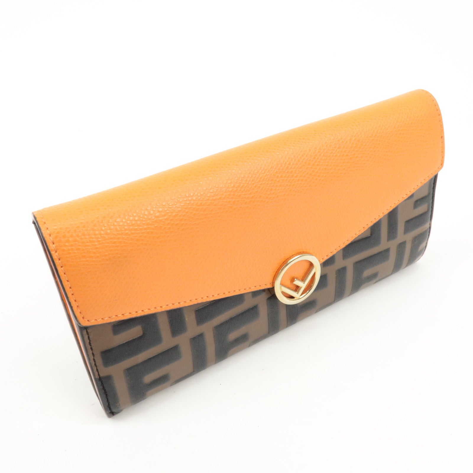 FENDI Zucca Baguette Continental Wallet 8M0251 Brown Orange 8M0251 Used