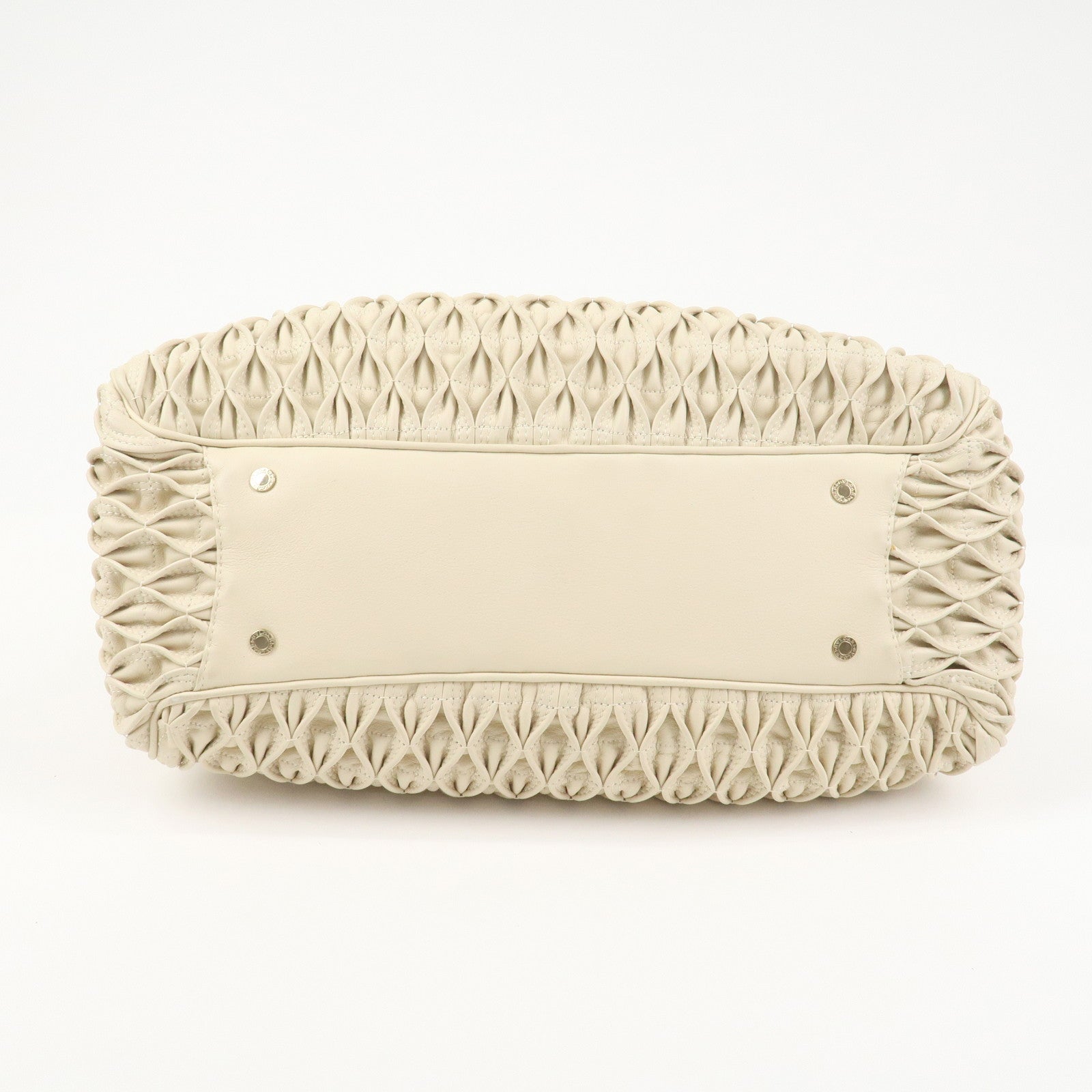 BVLGARI Monete Leather 2Way Bag Shoulder Bag Hand Bag Ivory