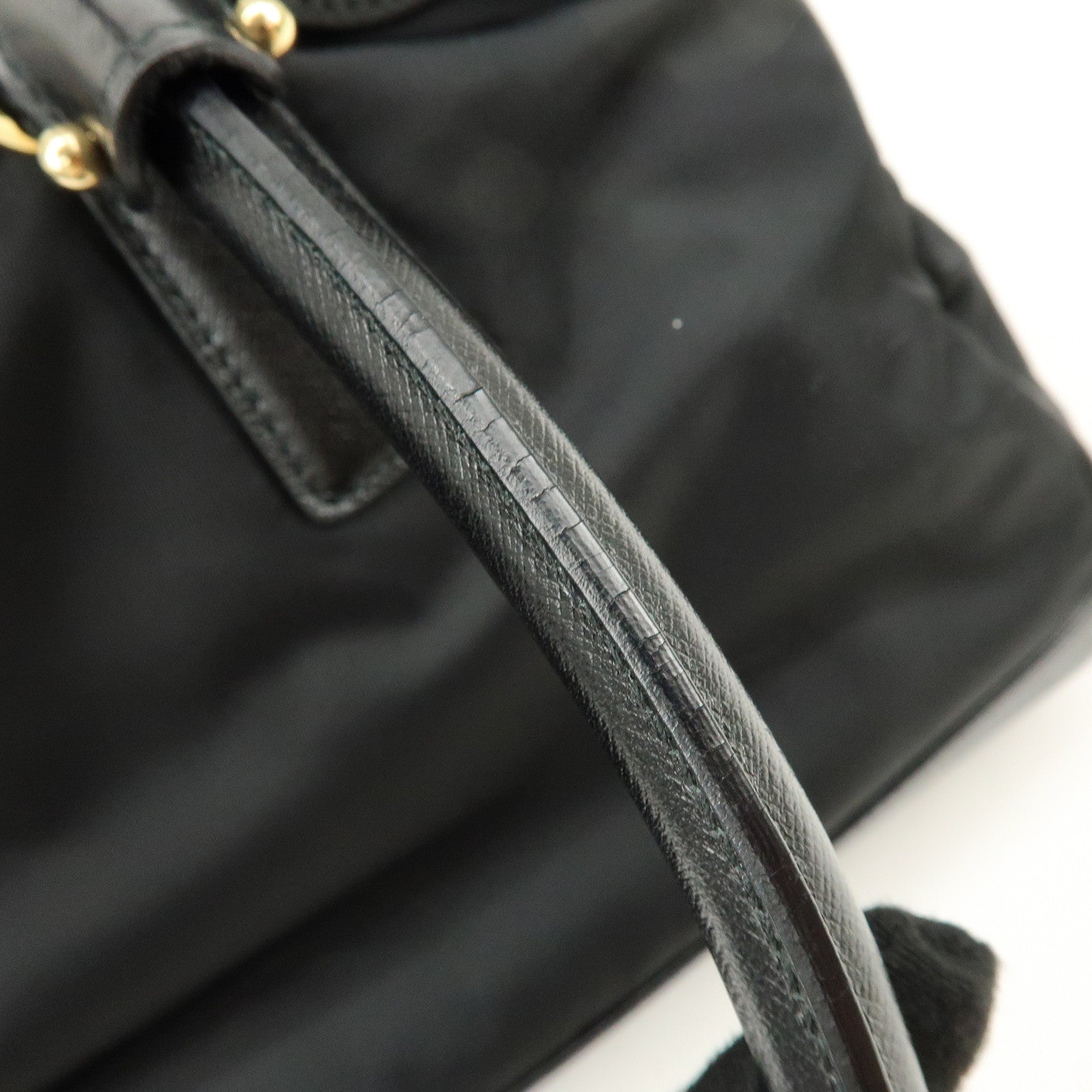 Ferragamo Gancini Nylon Leather 2Way Bag Hand Shoulder Bag Black