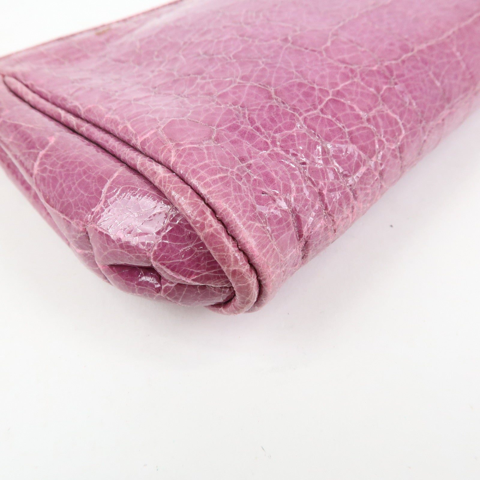 MIU MIU Logo Embossed Leather Clutch Bag Wristlet Bag Purple