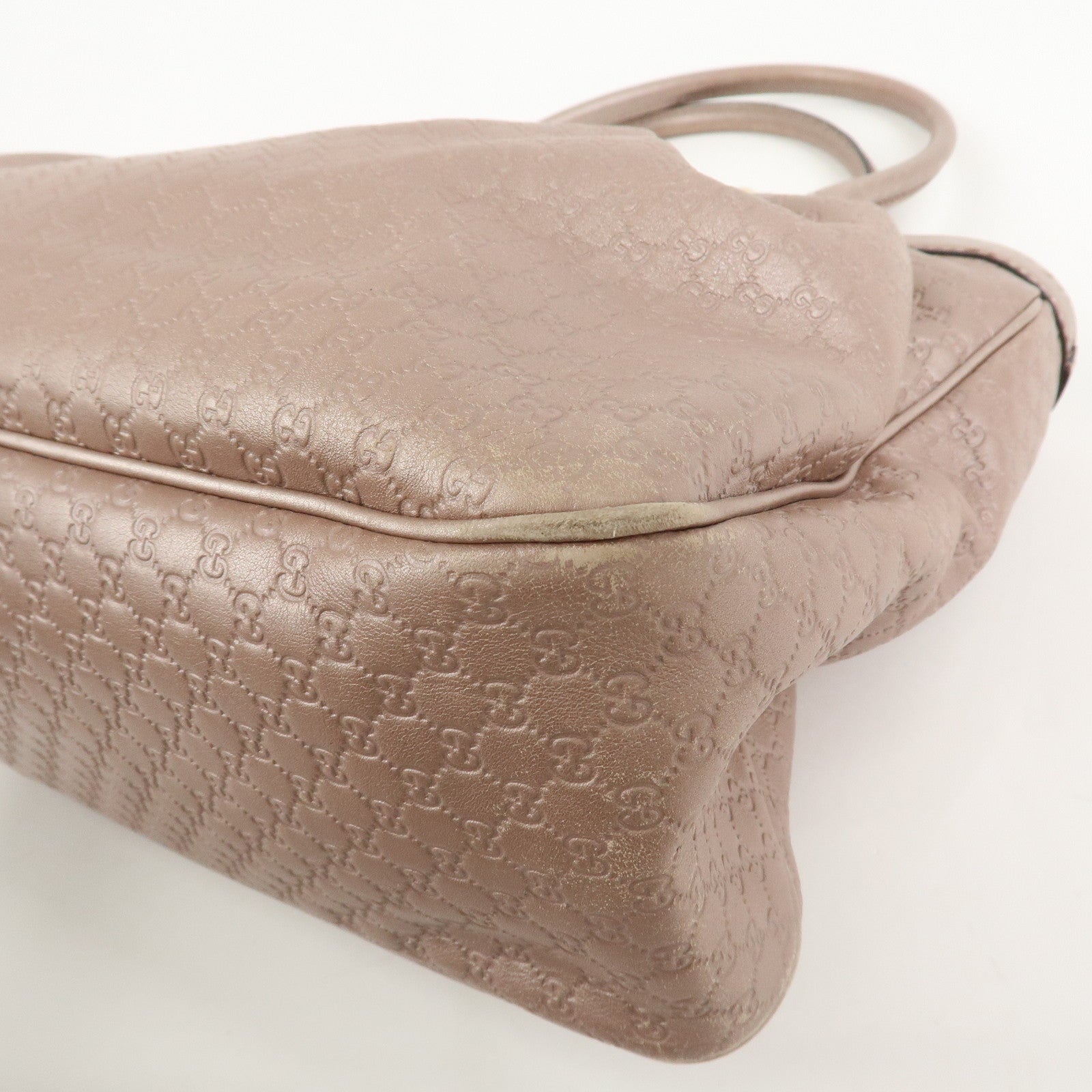GUCCI Micro Guccissima Leather Shoulder Bag Metallic Pink 296835