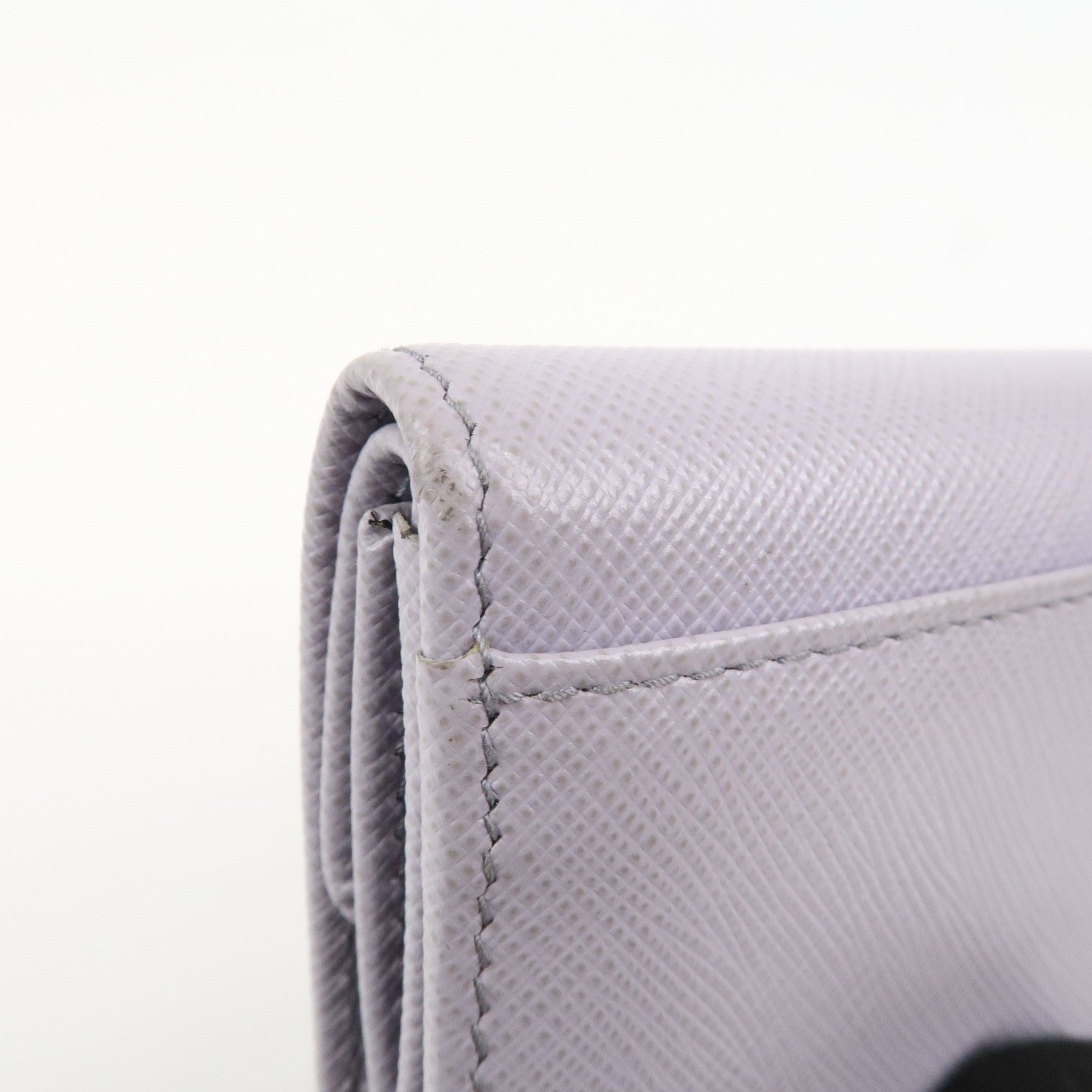 PRADA Saffiano Leather Tri-fold Compact Wallet Light Purple 1MH043