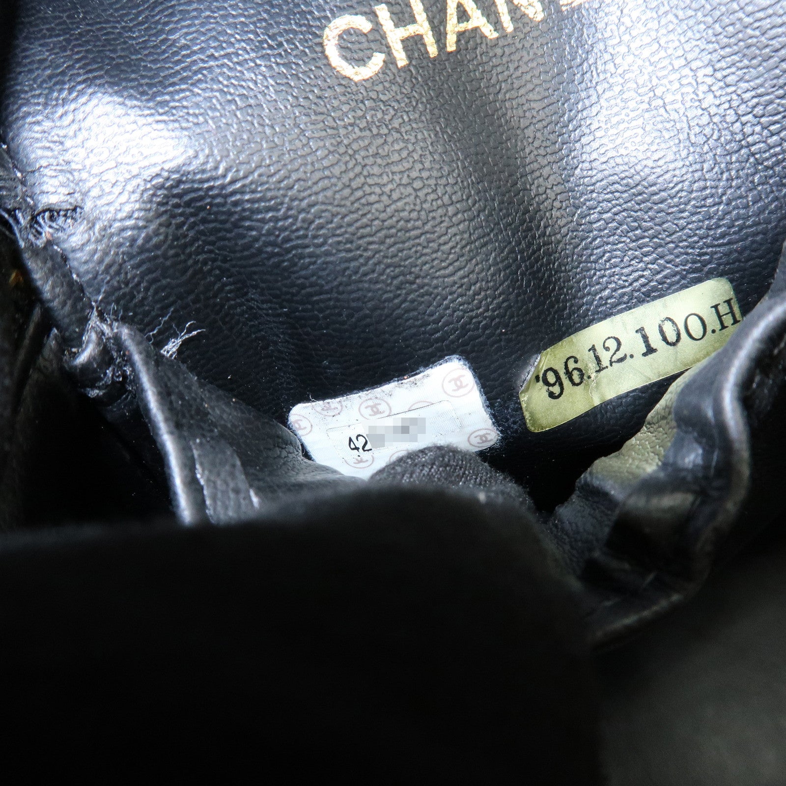 CHANEL COCO Mark Lamb Skin Vanity Bag Hand Bag Black A01998