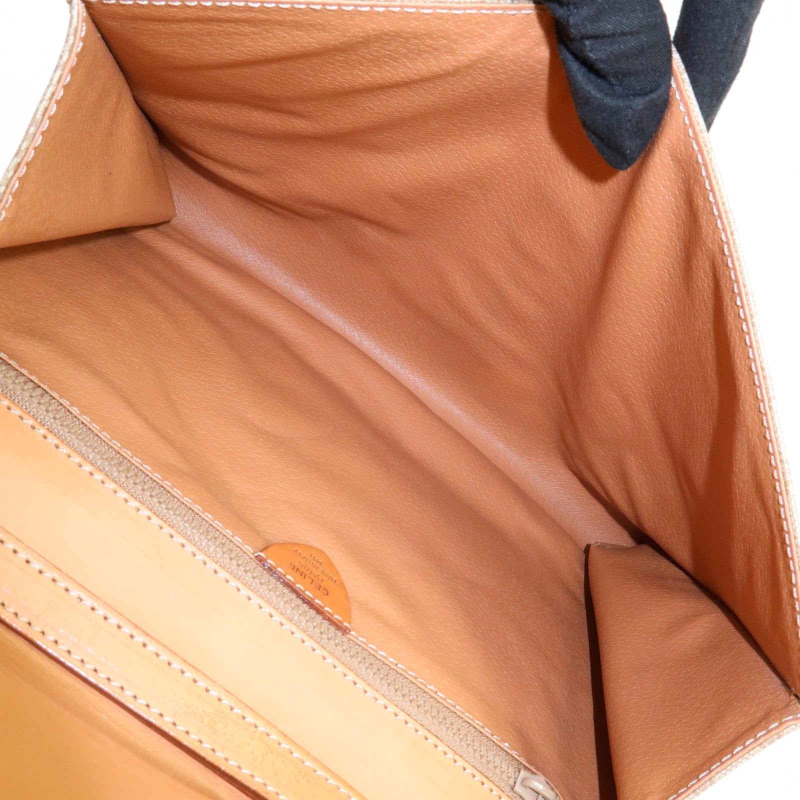 CELINE Macadam PVC Leather Shoulder Bag Clutch Bag Beige