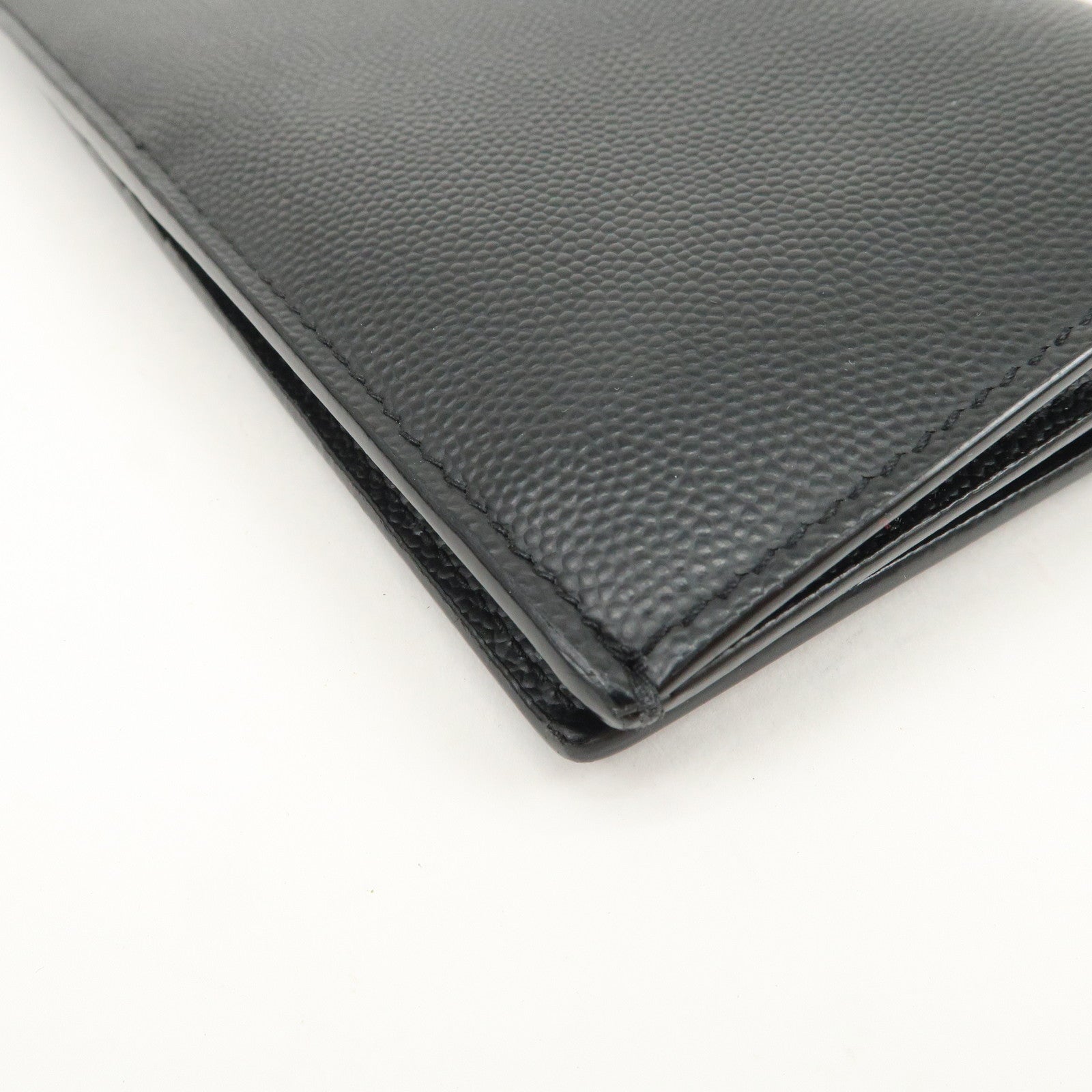 SAINT LAURENT PARIS Leather Bi-fold Long Wallet Black 396308