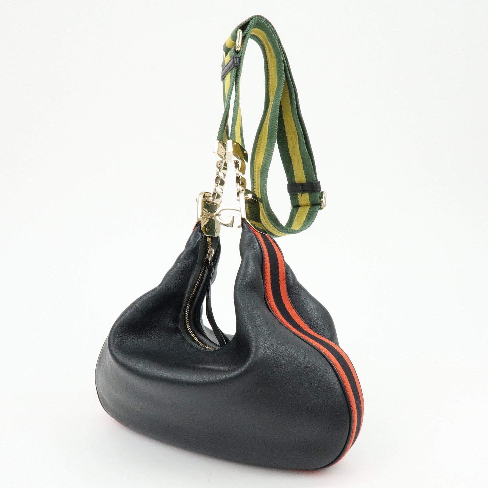 GUCCI Attache Leather Shoulder Bag Crossbody Bag Black 702823