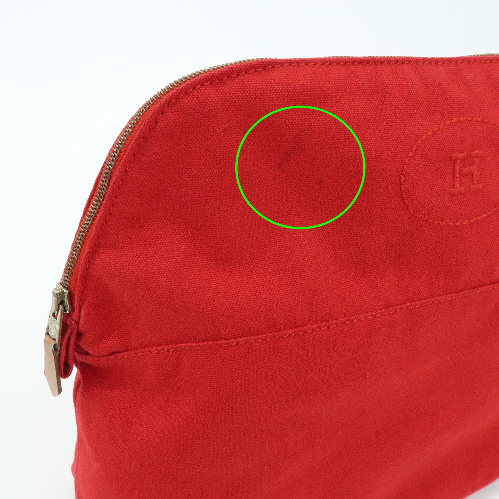 HERMES Cotton Canvas Bolide Pouch GM Cosmetic Pouch Red