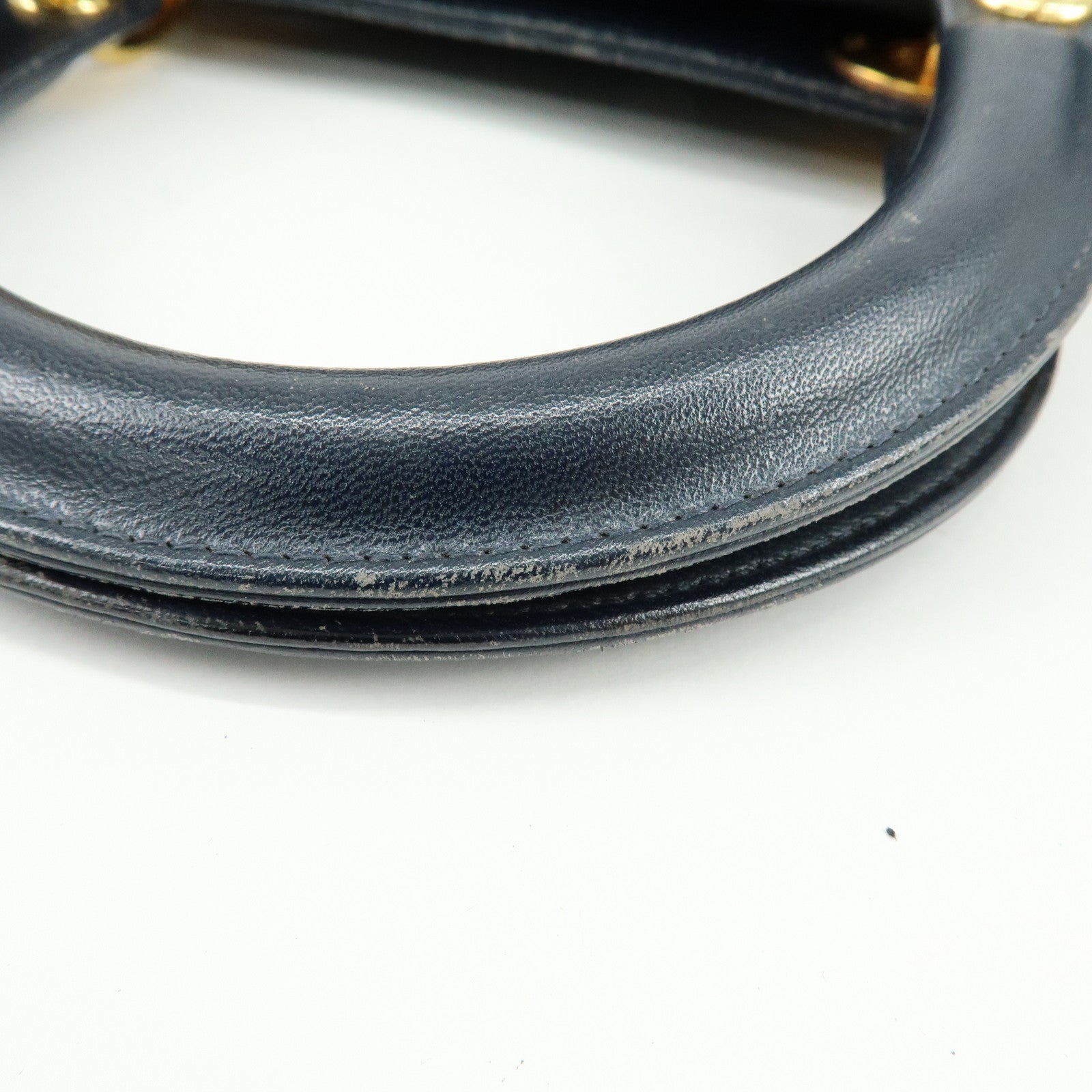 Christian Dior Lady Dior Cannage Leather Hand Bag Navy