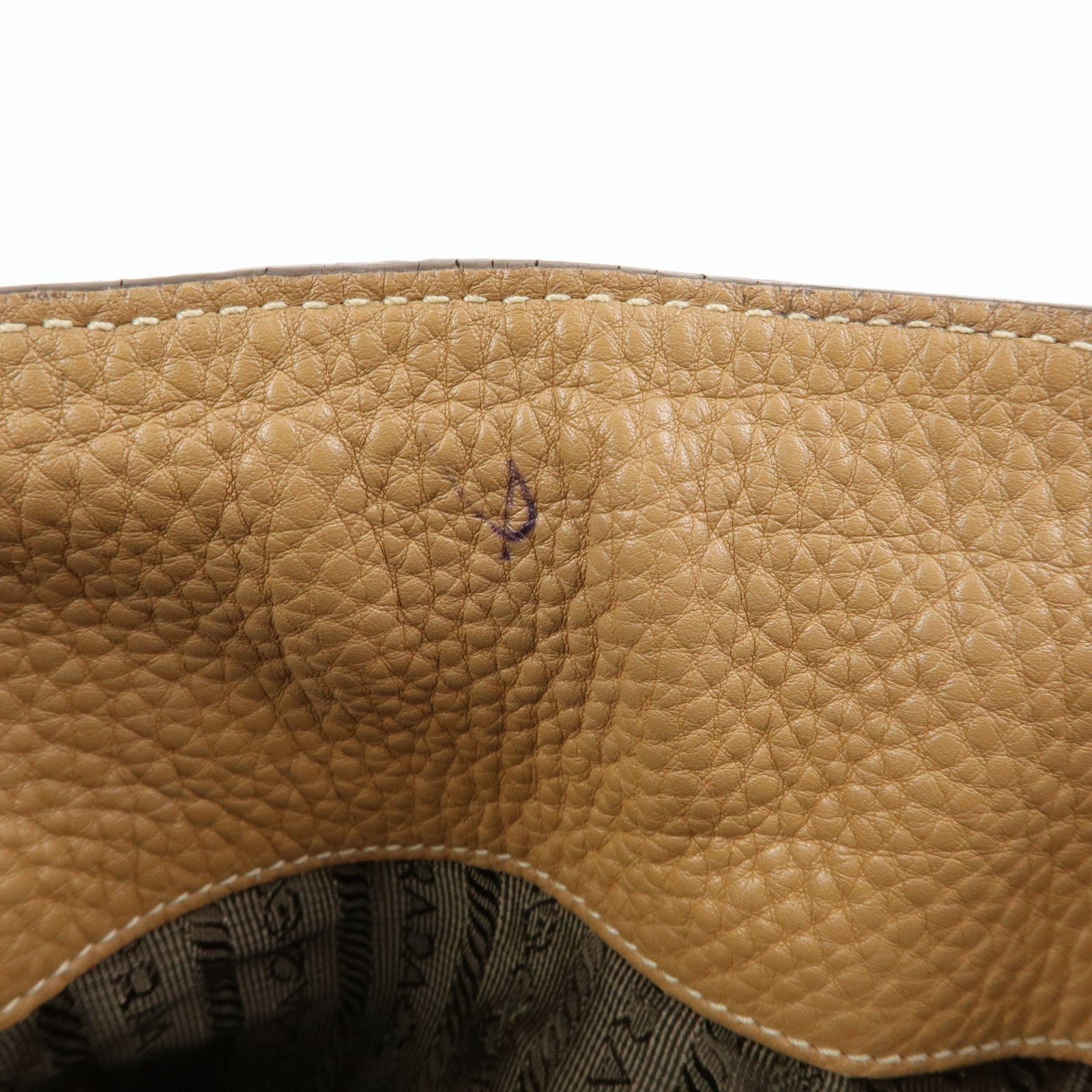 PRADA Vitello Daino Leather Tote Bag Shoulder Bag Brown BR4970