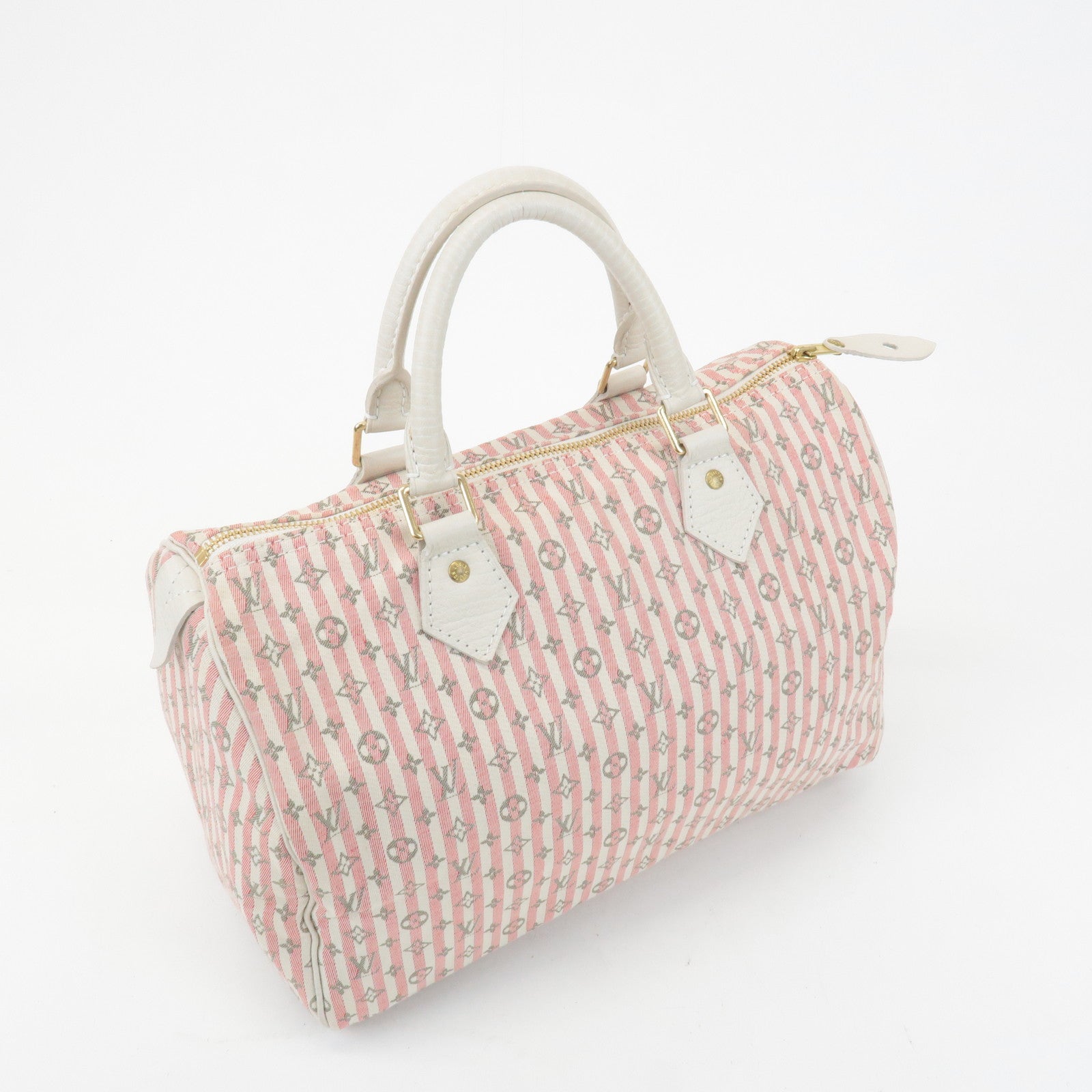 Louis Vuitton Monogram Mini Lin Speedy 30 Boston Bag Rouge M95501 Used