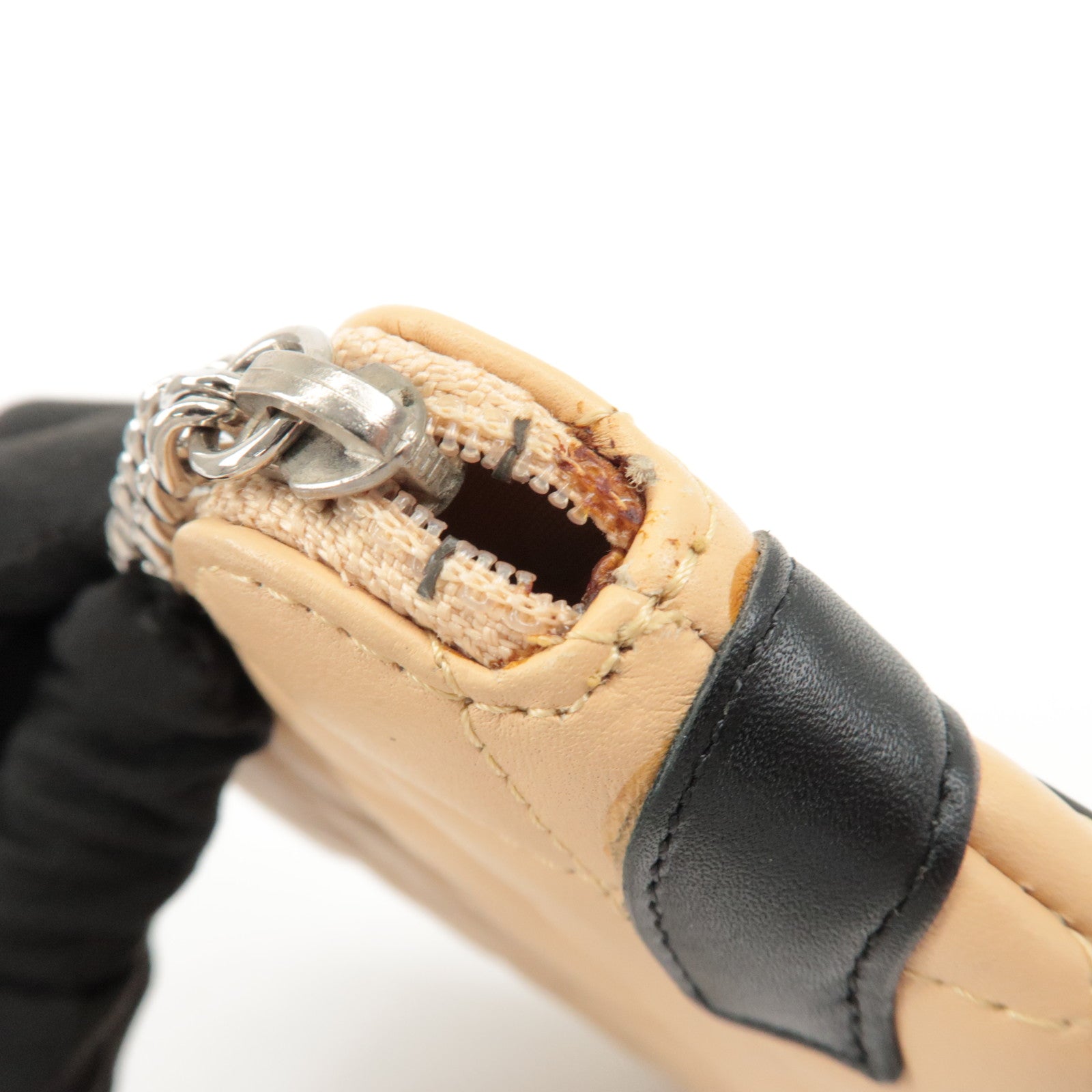 CHANEL COCO Mark Cambon Line Leather Pouch Beige Used