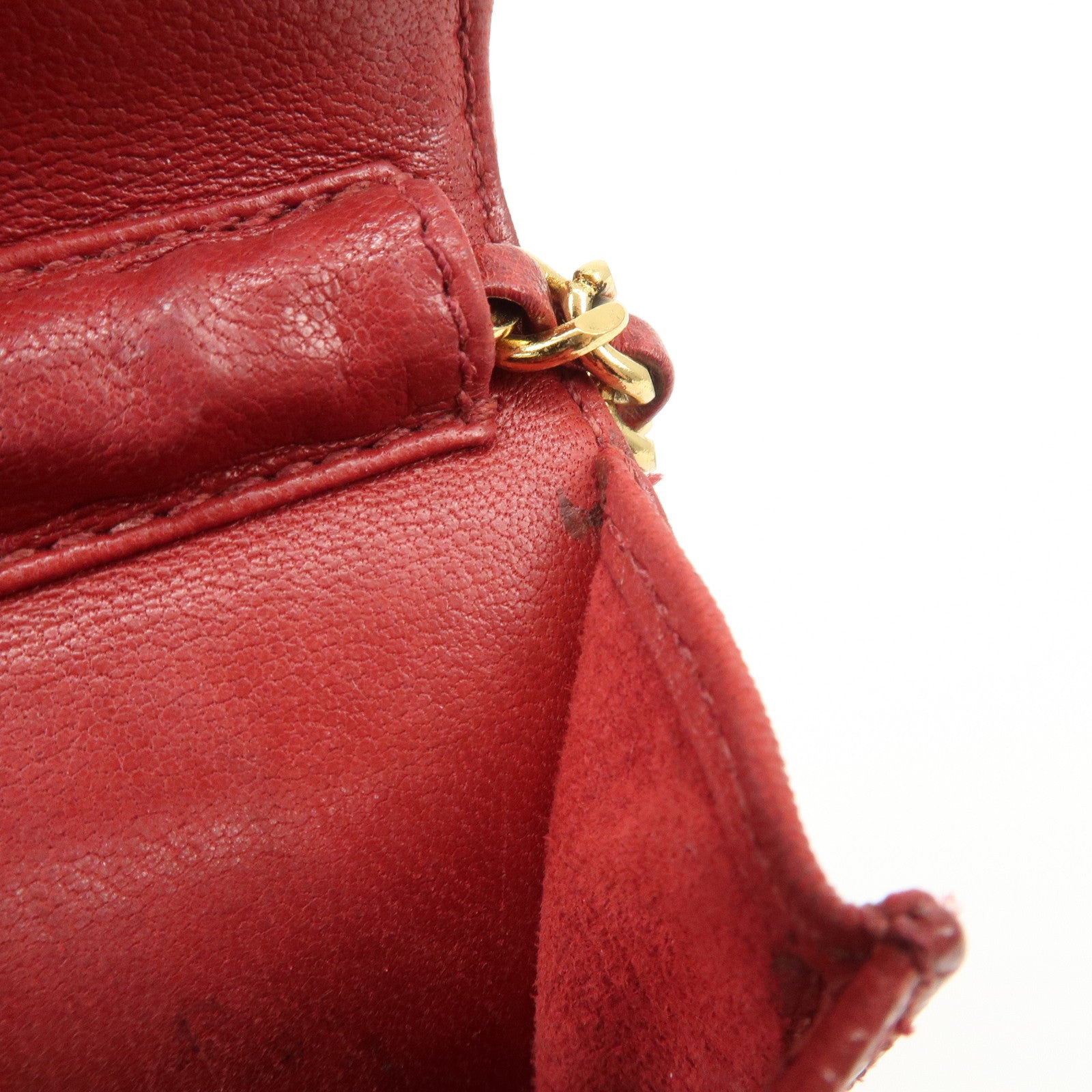 CHANEL COCO Mark Caviarskin Chain Shoulder Bag Pouch Red