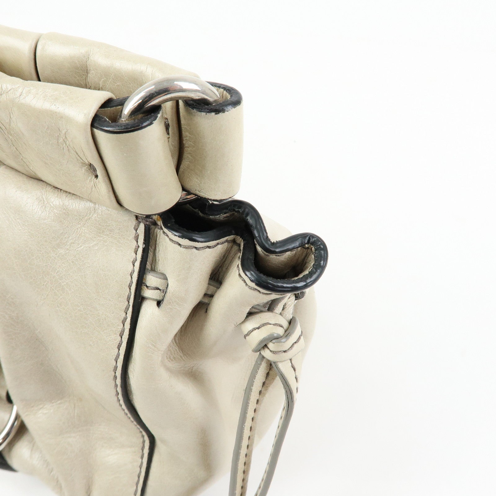 MIU MIU Logo Leather 2Way Bag Hand Bag Shoulder Bag Gray