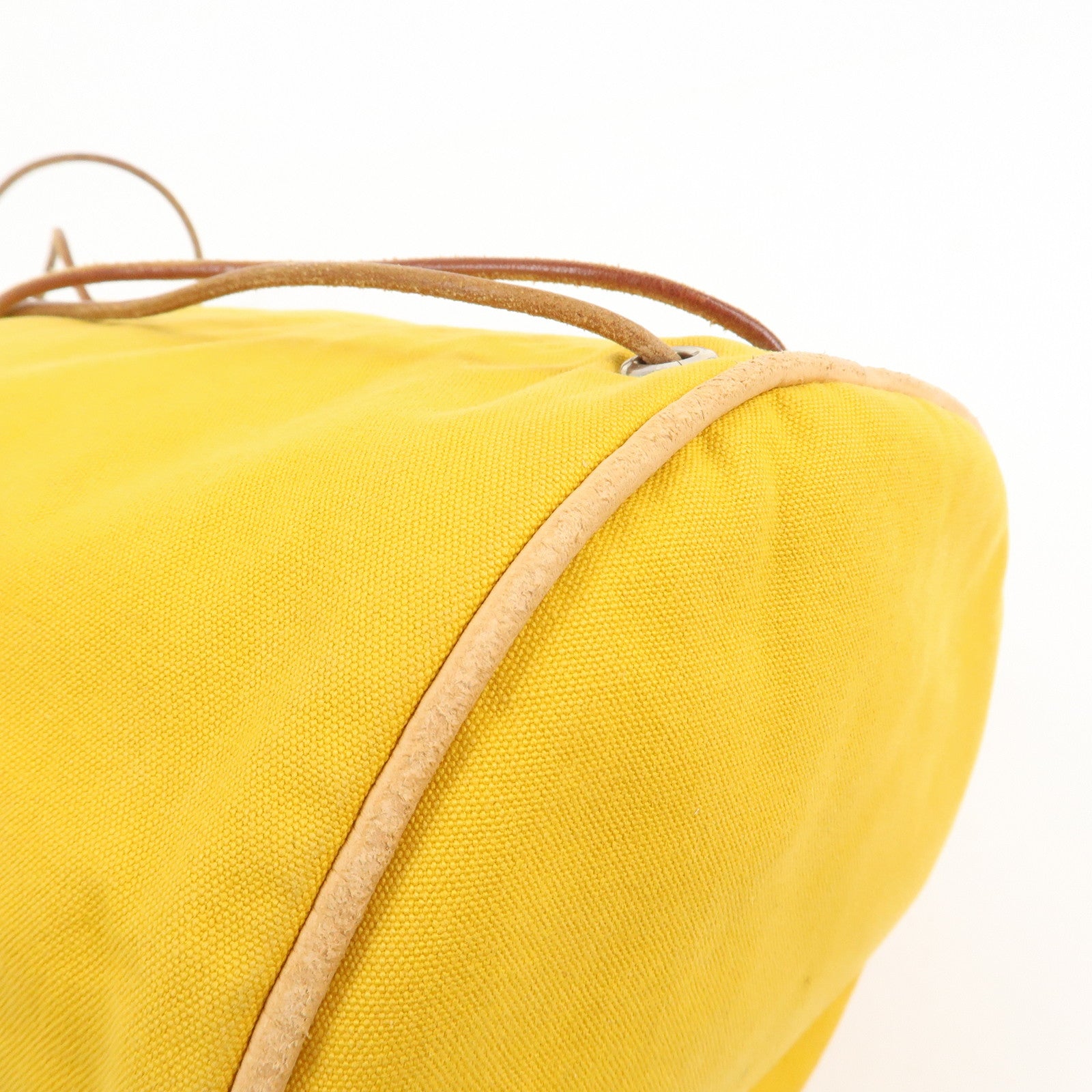 HERMES Canvas Leather Porochon Mimil PM Drawstring Backpack Yellow