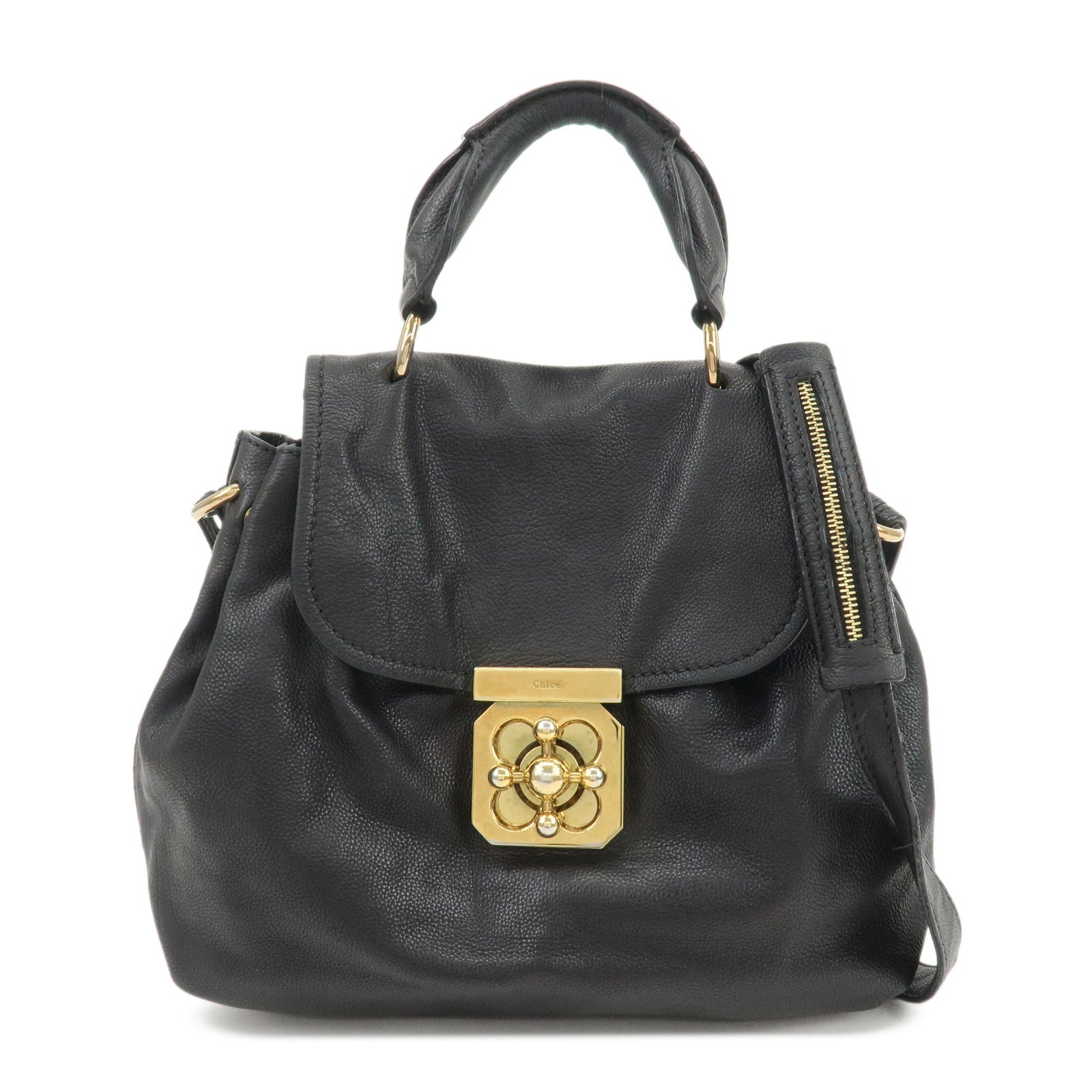 Chloe Elsie Leather 2Way Bag Shoulder Bag Hand Bag Black