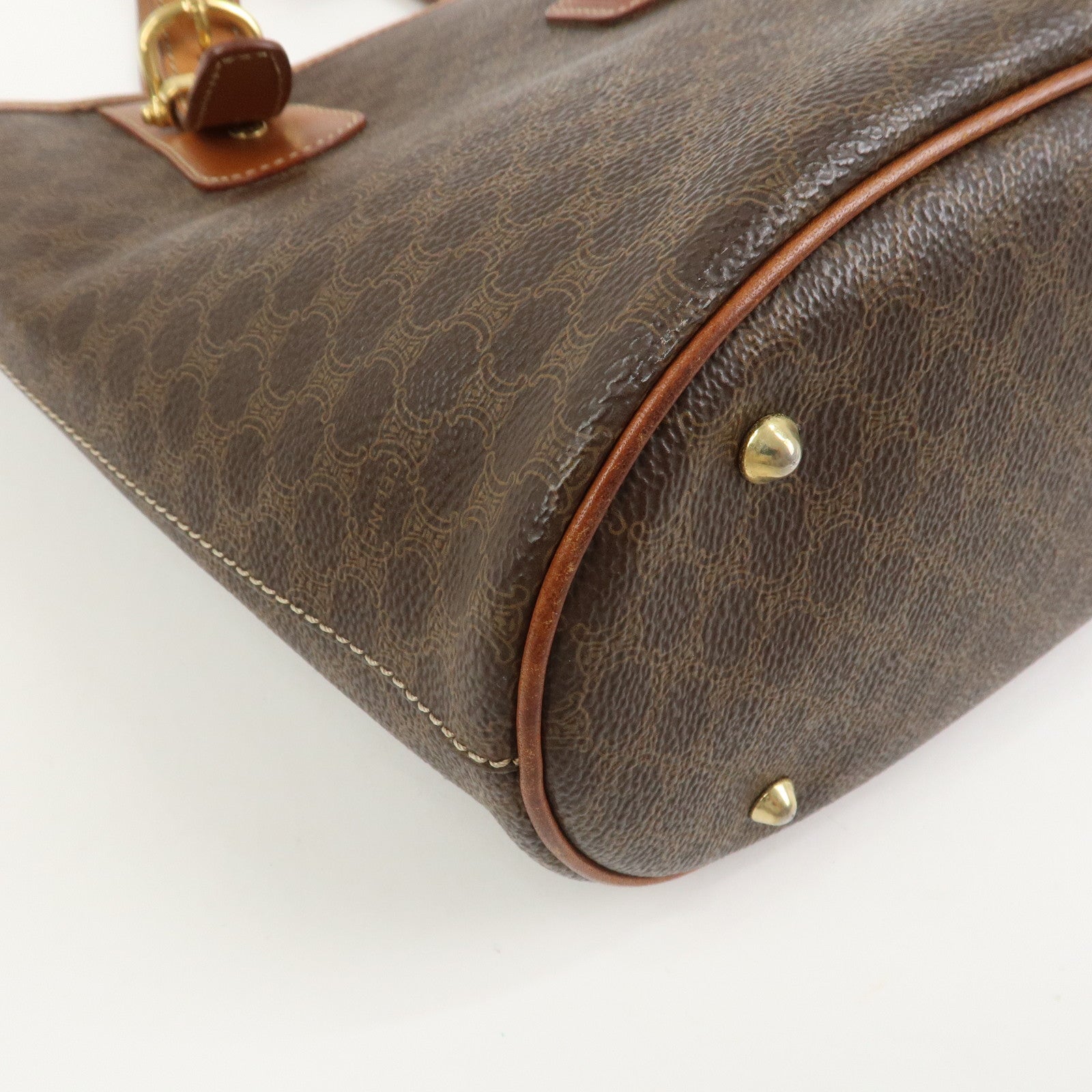 CELINE Macadam PVC Leather Tote Bag Hand Bag Brown