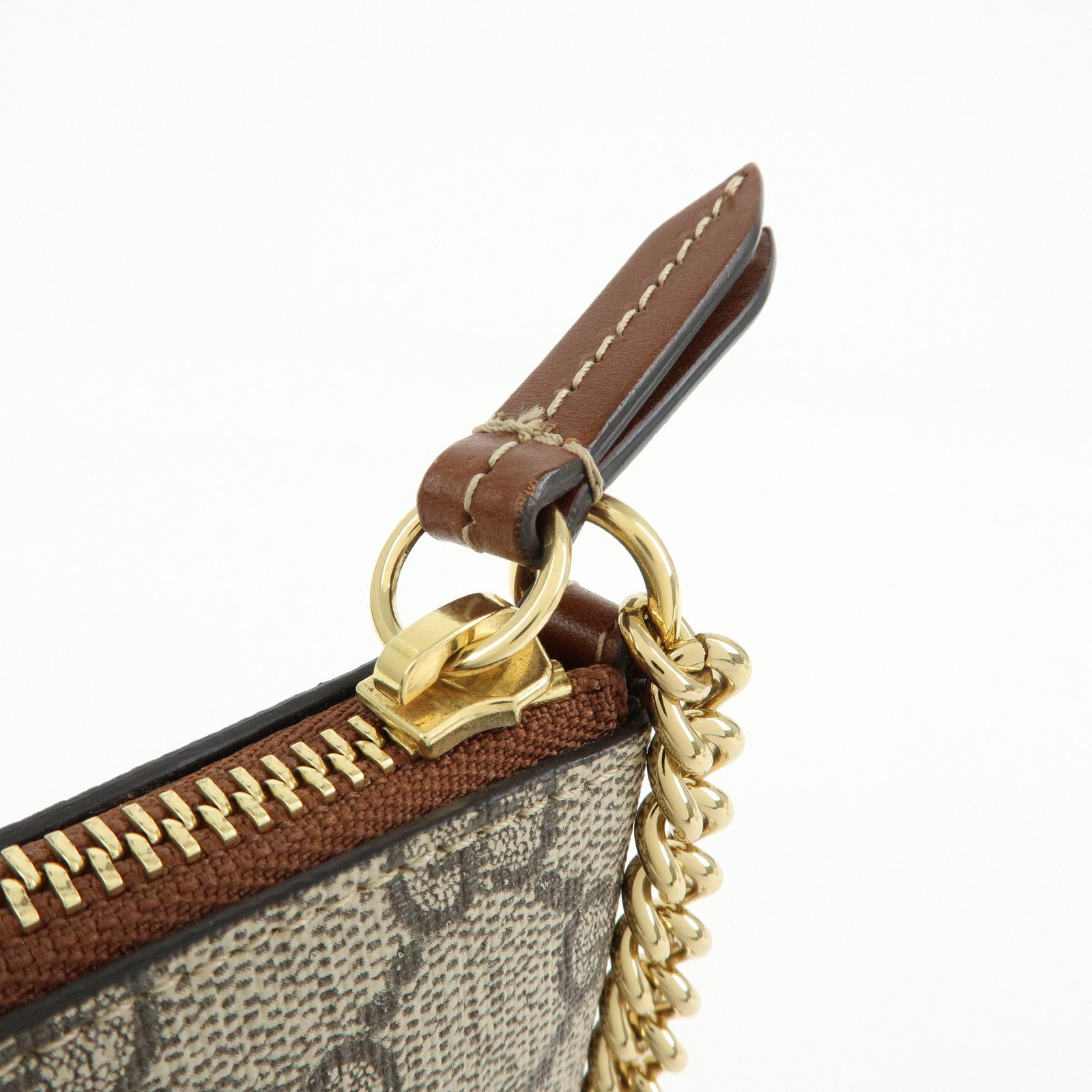 GUCCI Guccissima GG Supreme Leather Chain Shoulder Bag Beige 428449