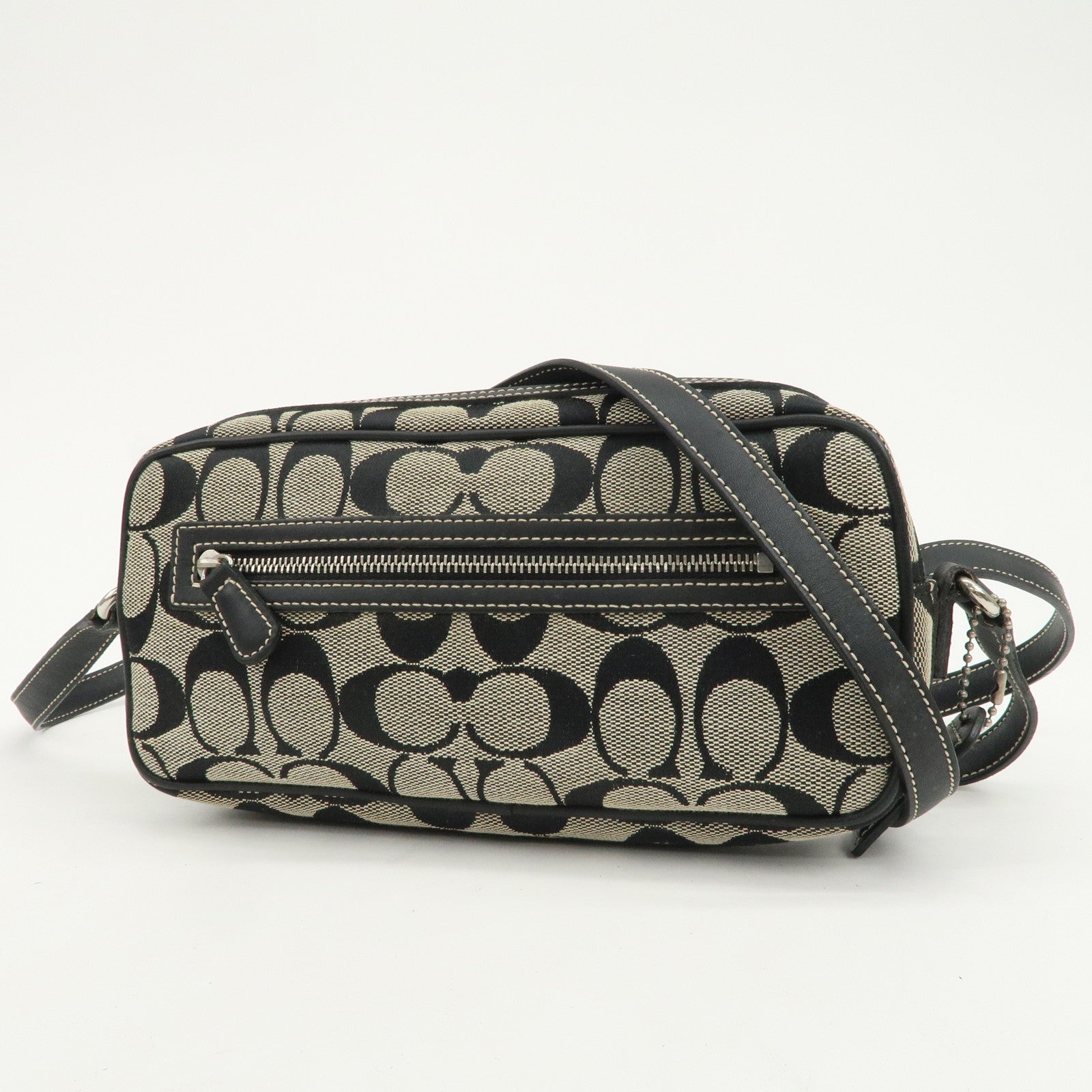 COACH Signature Canvas Leather Set of 2 Hand Bag Shoulder Bag Black