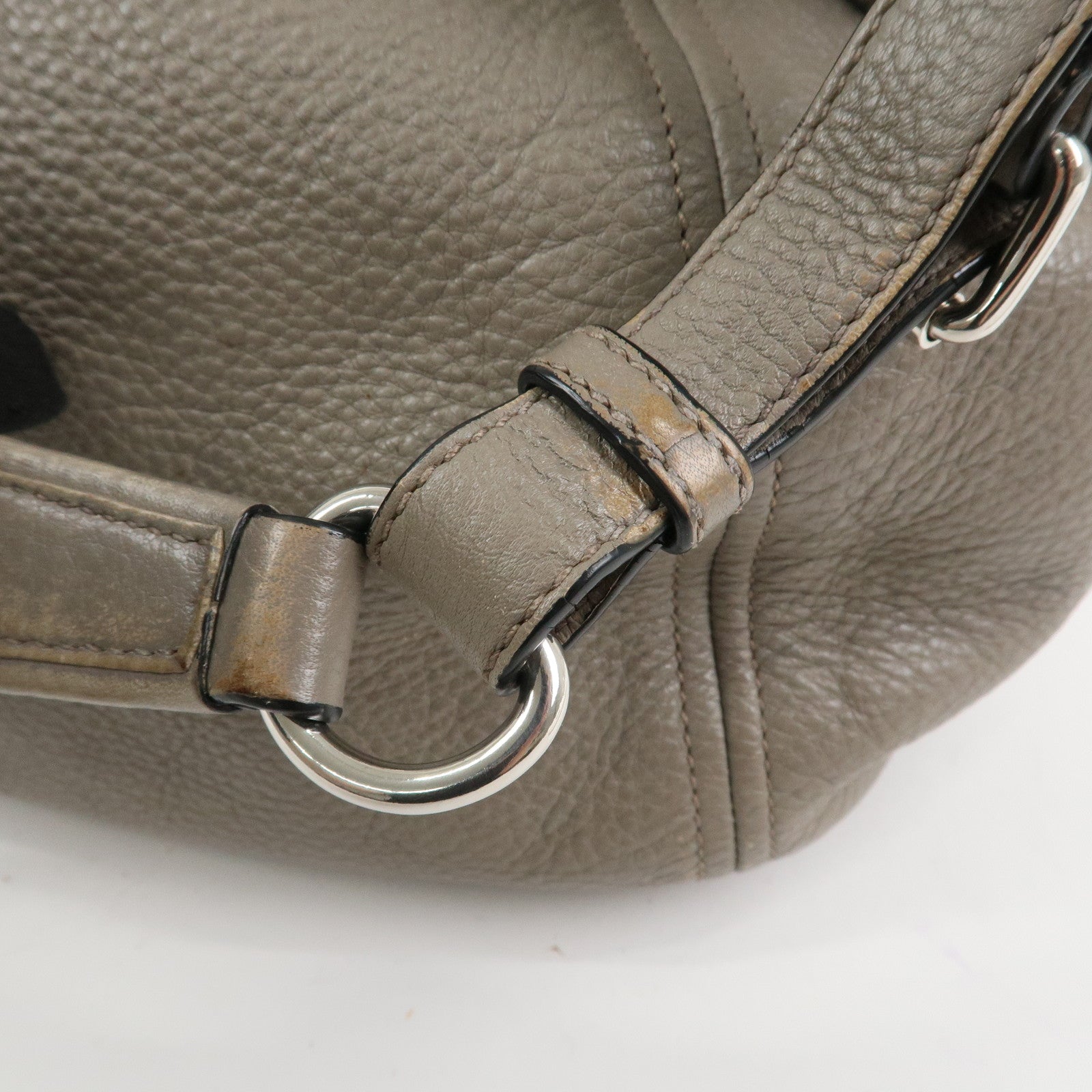 PRADA Leather Shoulder Bag Hand Bag Gray BR5096