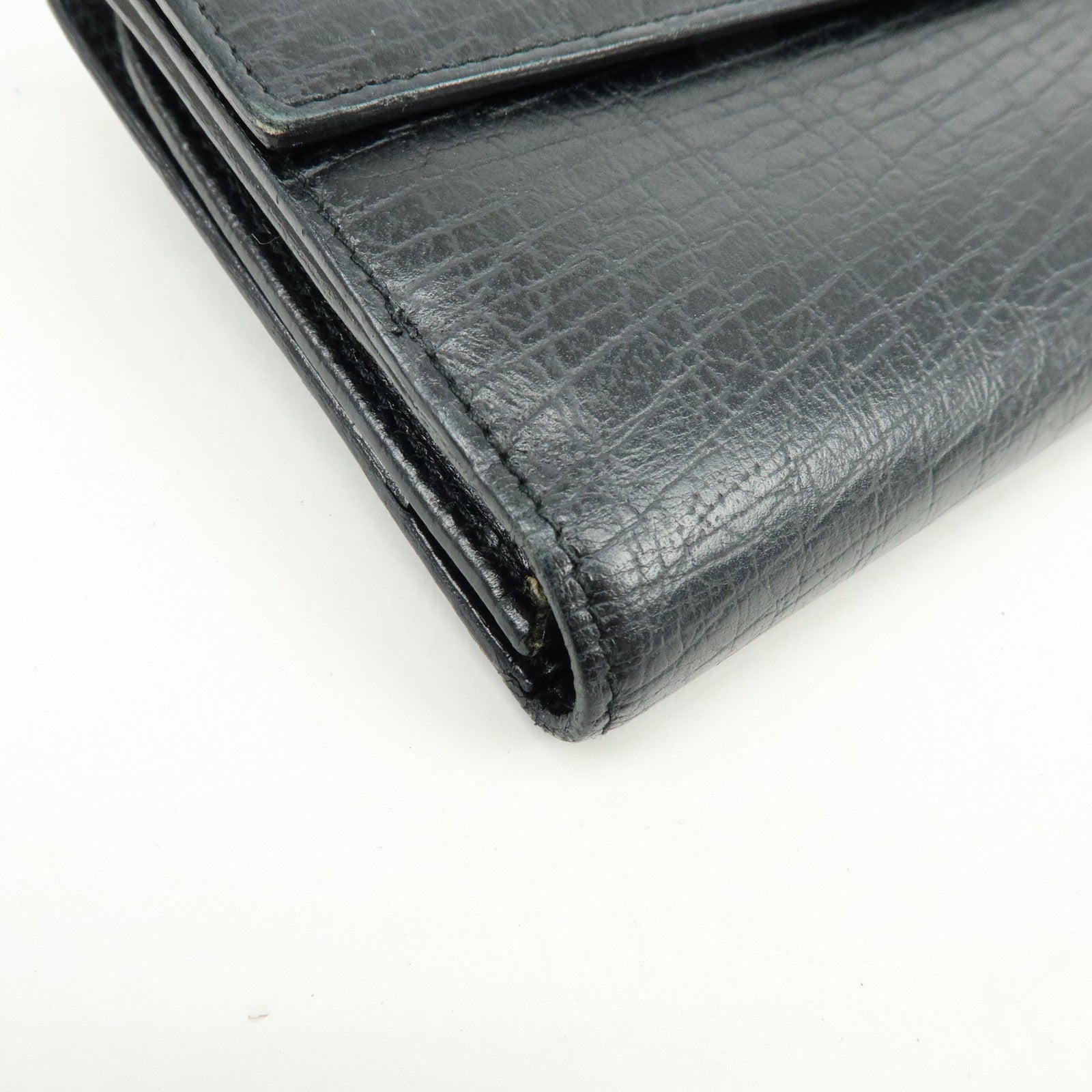 GUCCI Horsebit 1955 Embossed Leather Long Wallet Black 101602