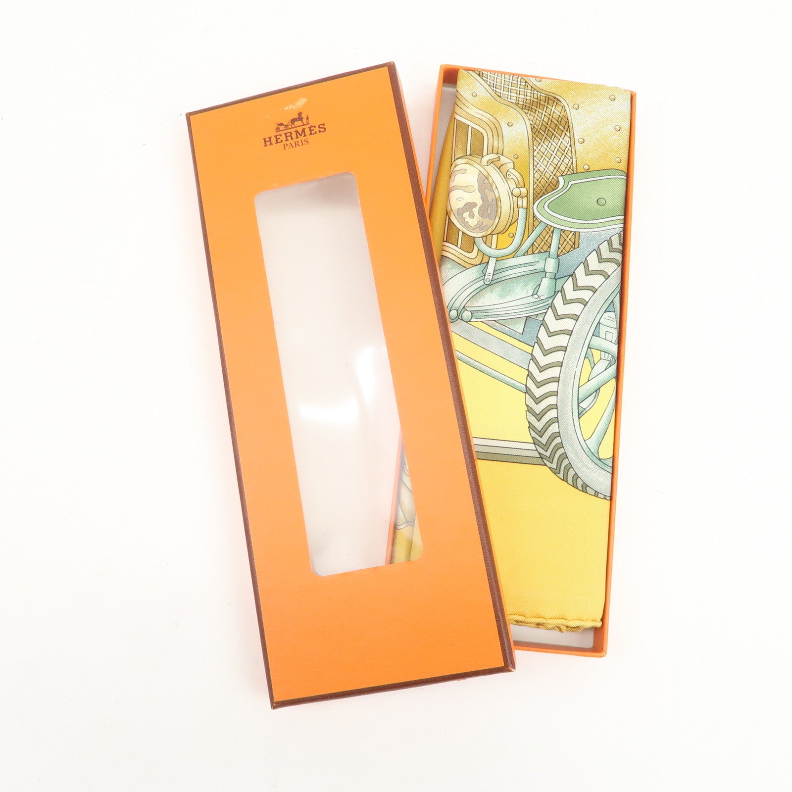 HERMES Carre 90 Silk 100% Scarf Automobile Yellow