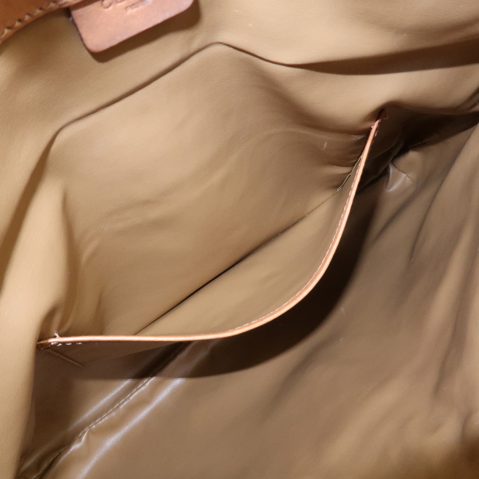 CELINE Macadam Leather PVC Clutch Bag Brown Beige Used