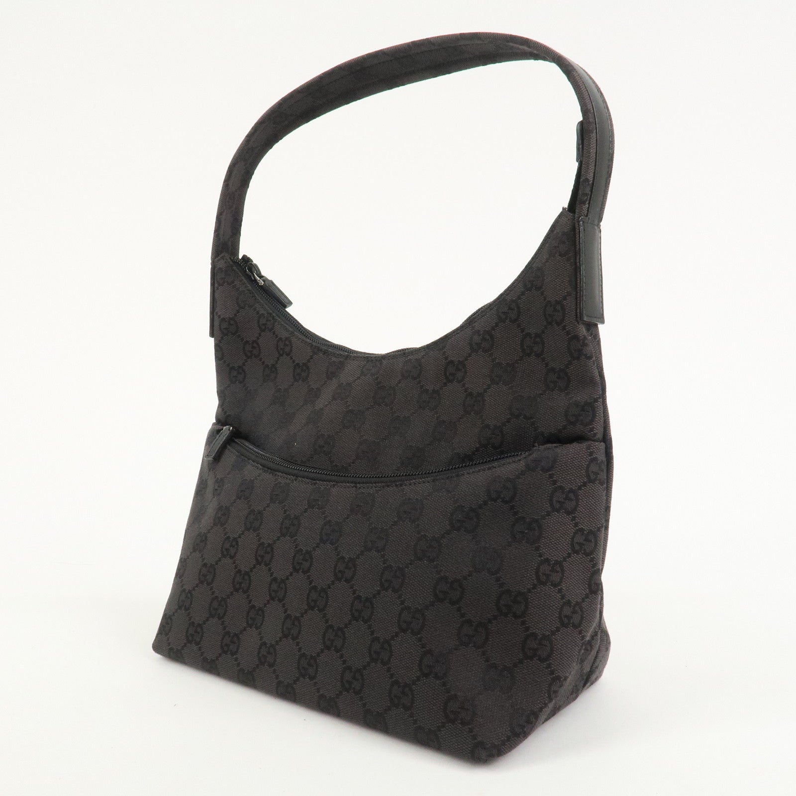 GUCCI GG Canvas Leather Shoulder Bag Hand Bag Brown 001・3386