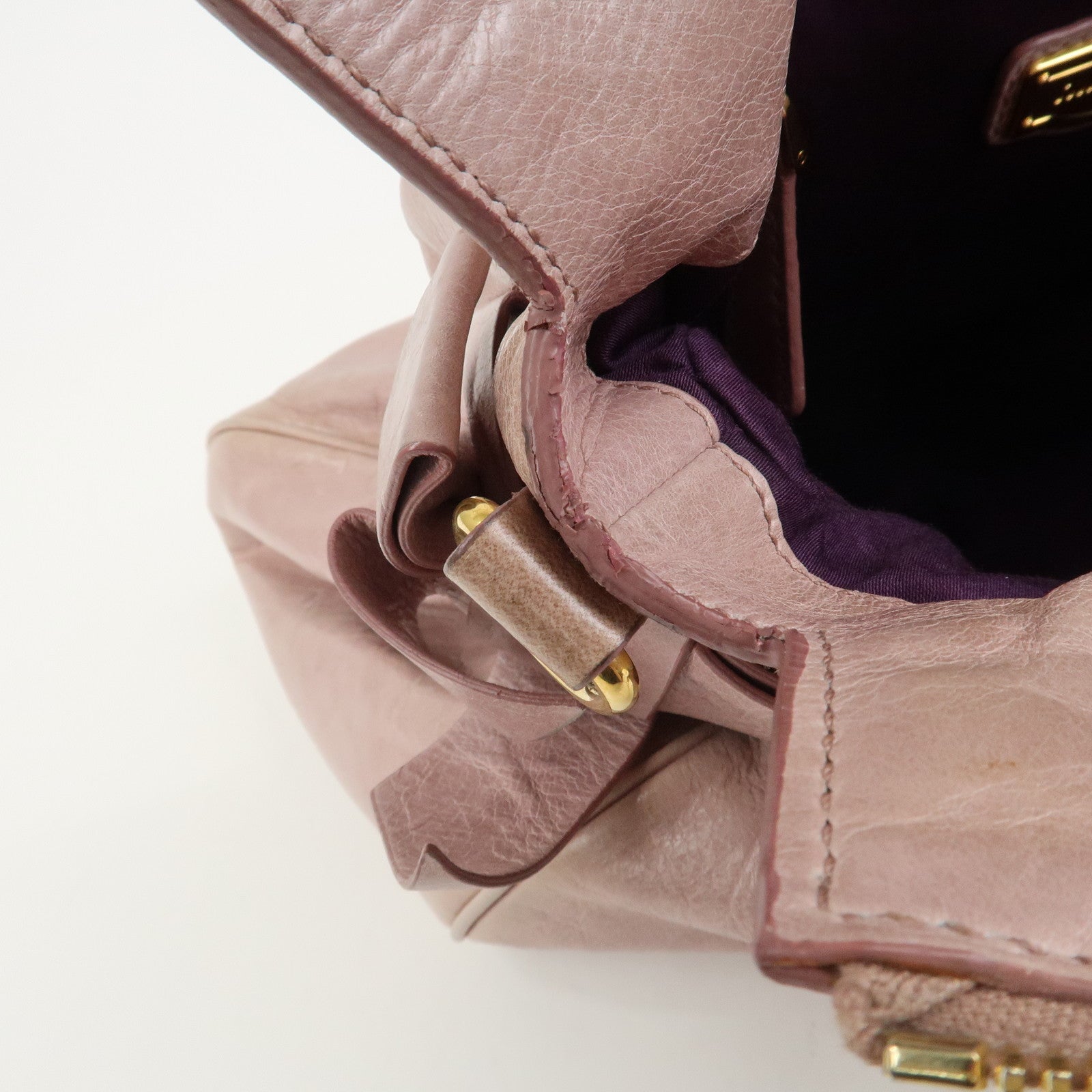 MIU MIU Side Ribbon Leather 2Way Shoulder Bag Hand Bag Pink RT0438