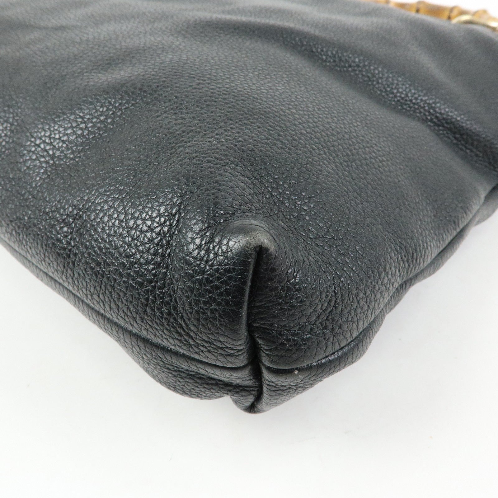 GUCCI Bamboo Shopper Leather 2Way Bag Tote Bag Black 323663