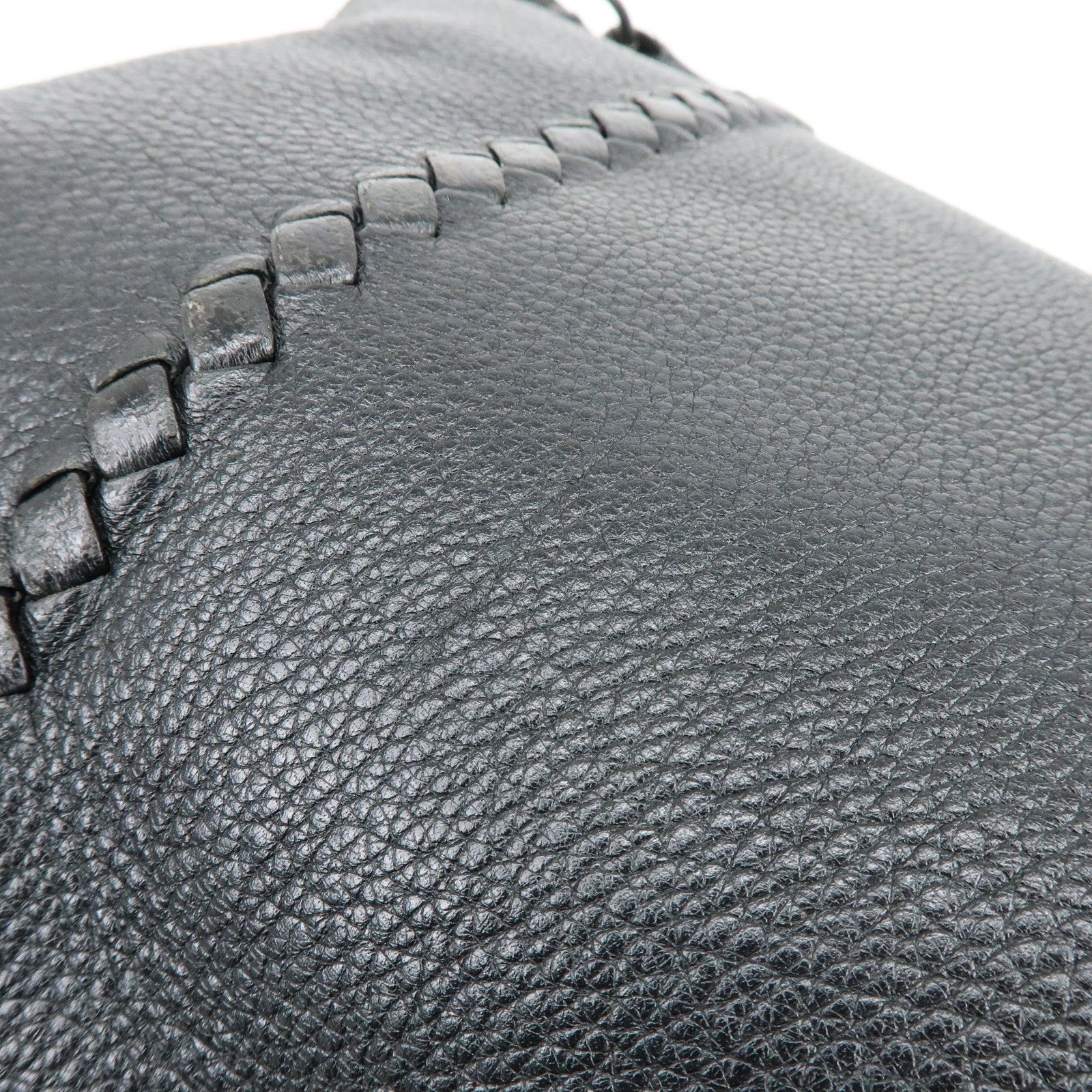 BOTTEGA VENETA Cervo Leather Shoulder Bag Hand Bag Black