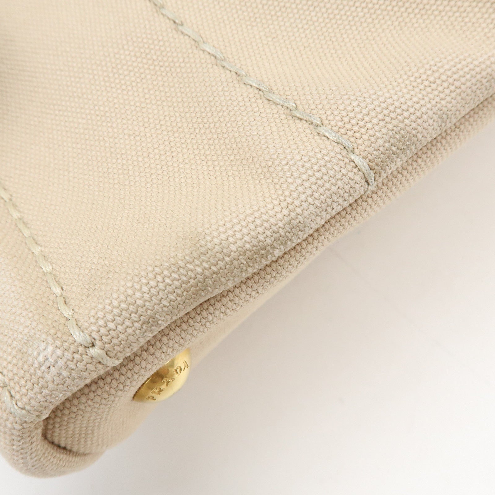 PRADA Logo Canapa Mini Canvas 2Way Bag Hand Bag Beige 1BG439